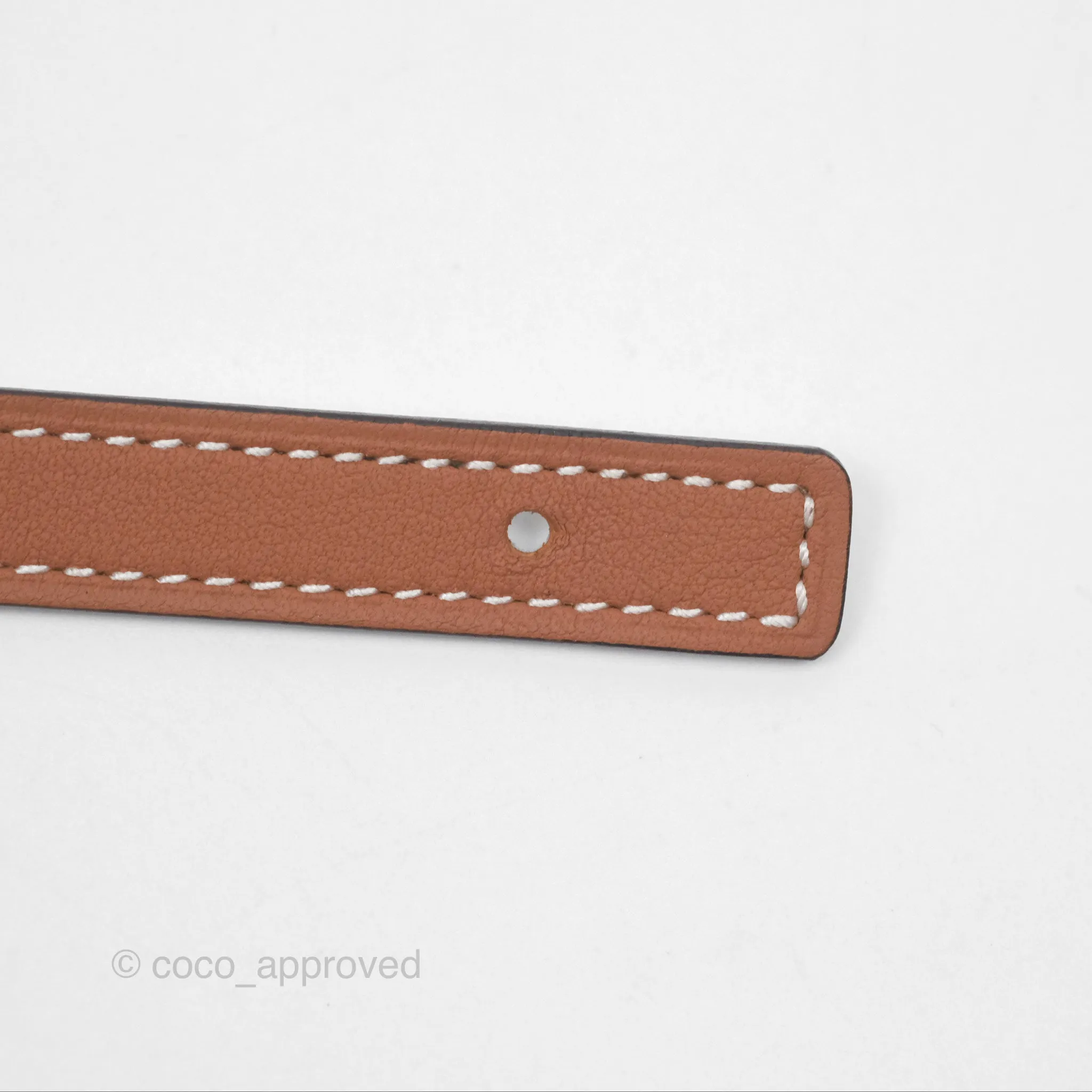 Hermes Carrousel Belt Buckle & Reversible Leather Strap 13mm Gold / Blanc
