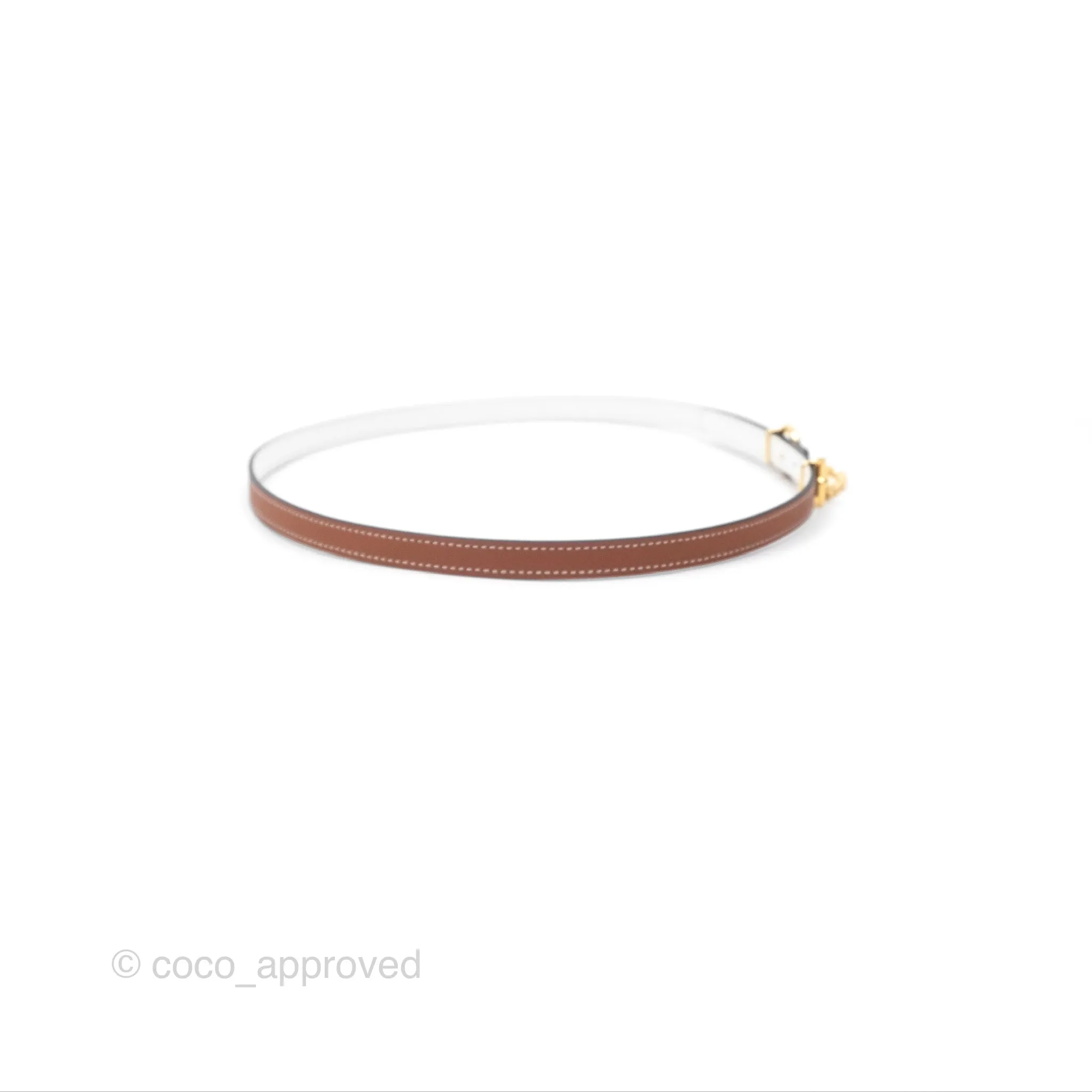Hermes Carrousel Belt Buckle & Reversible Leather Strap 13mm Gold / Blanc
