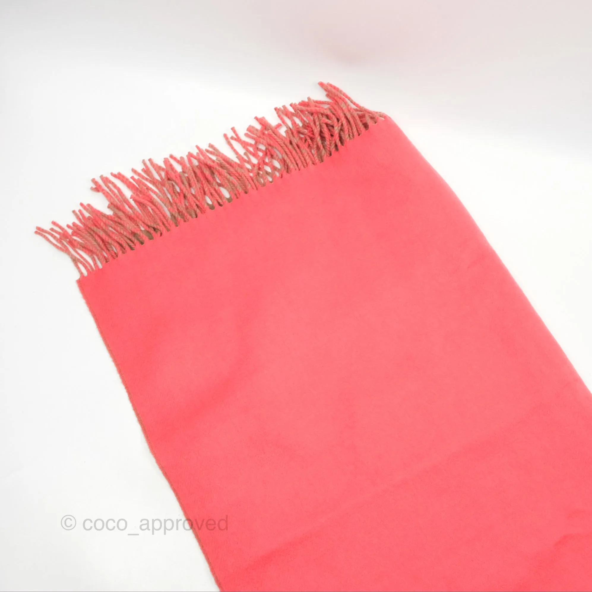 Hermes Cashmere Fringe Double Face Scarf Stole Etoupe/Pink
