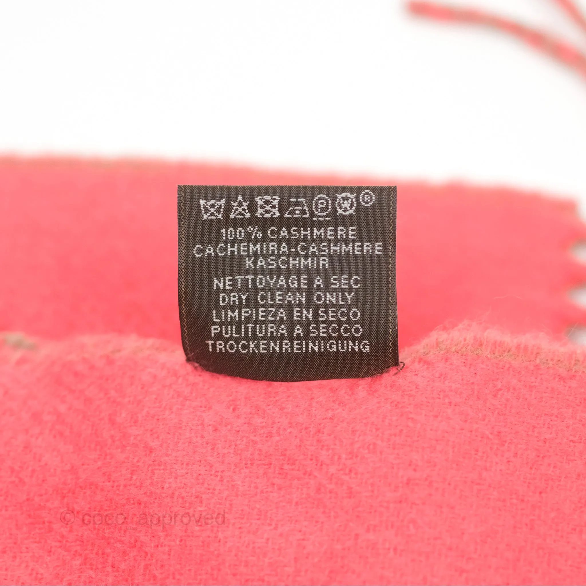Hermes Cashmere Fringe Double Face Scarf Stole Etoupe/Pink
