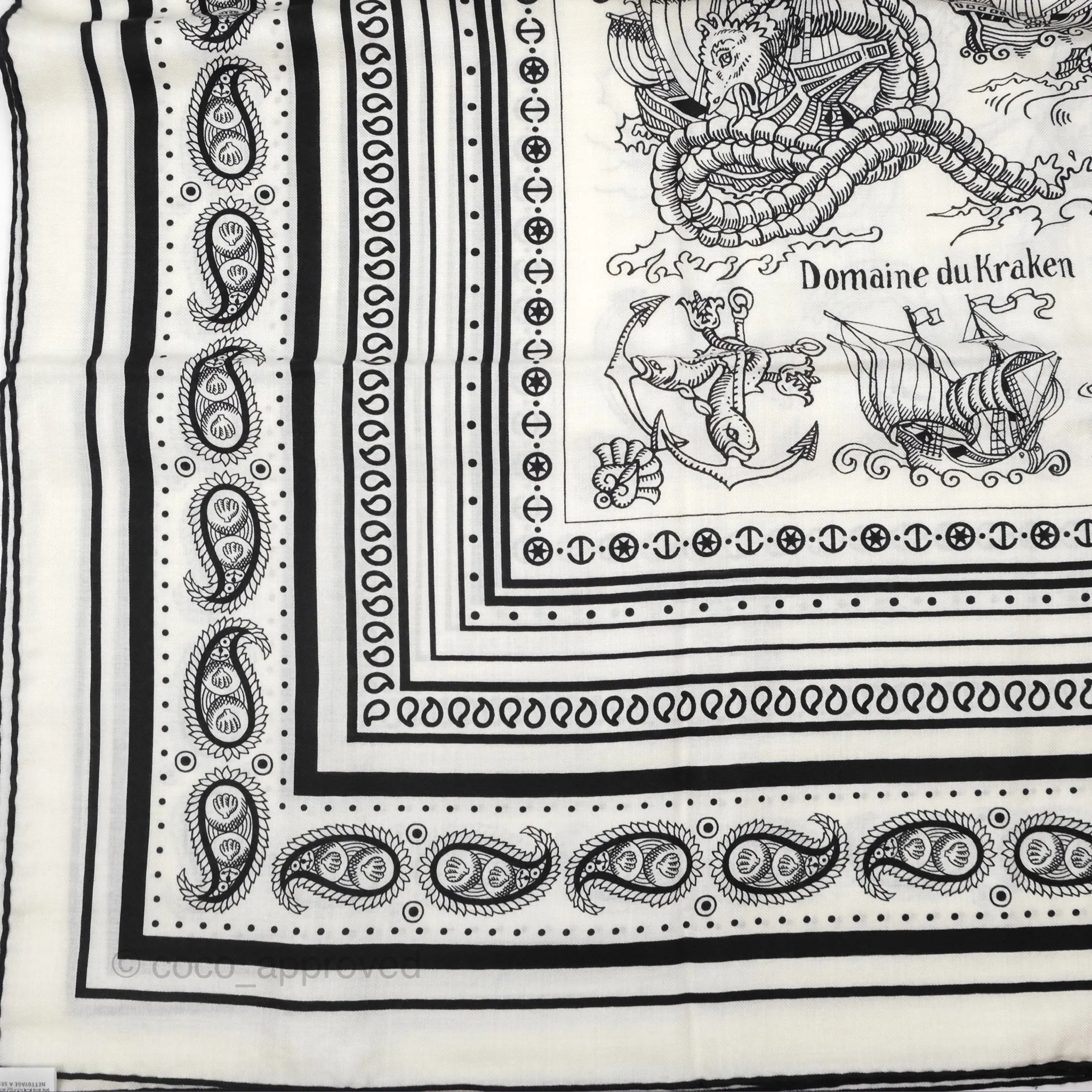 Hermes Cashmere Silk Tatouages Marins Bandana Shawl 140