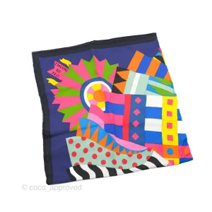 Hermes Cheval De Fete Scarf 90 Indigo /Jaune Vif / Multicolor