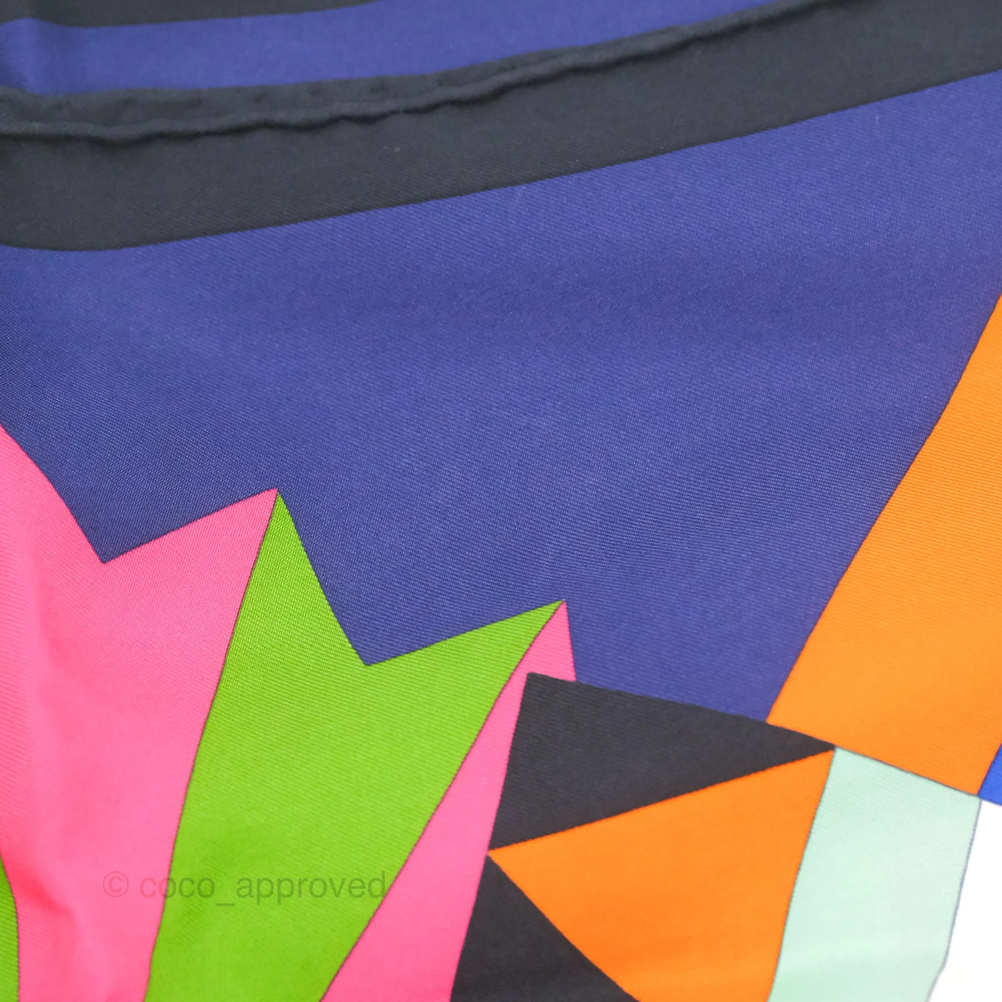 Hermes Cheval De Fete Scarf 90 Indigo /Jaune Vif / Multicolor