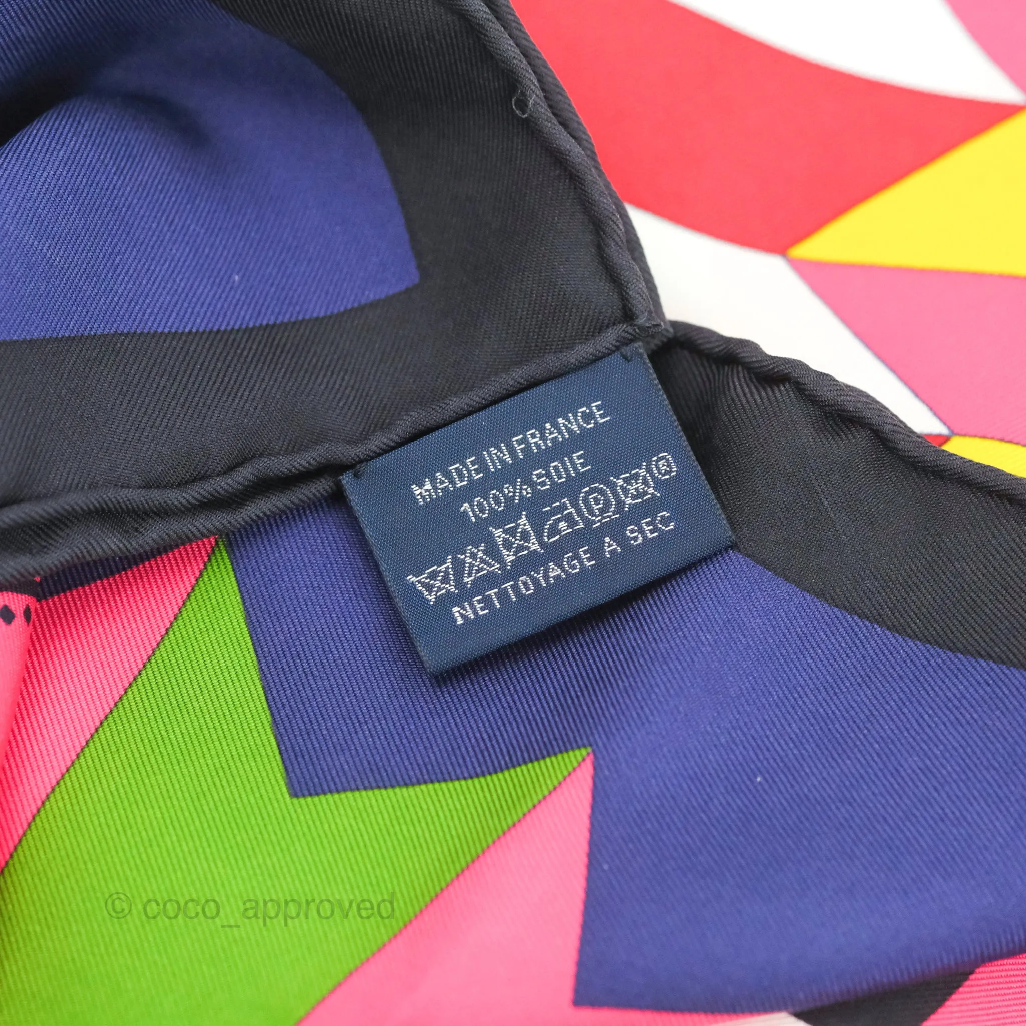 Hermes Cheval De Fete Scarf 90 Indigo /Jaune Vif / Multicolor