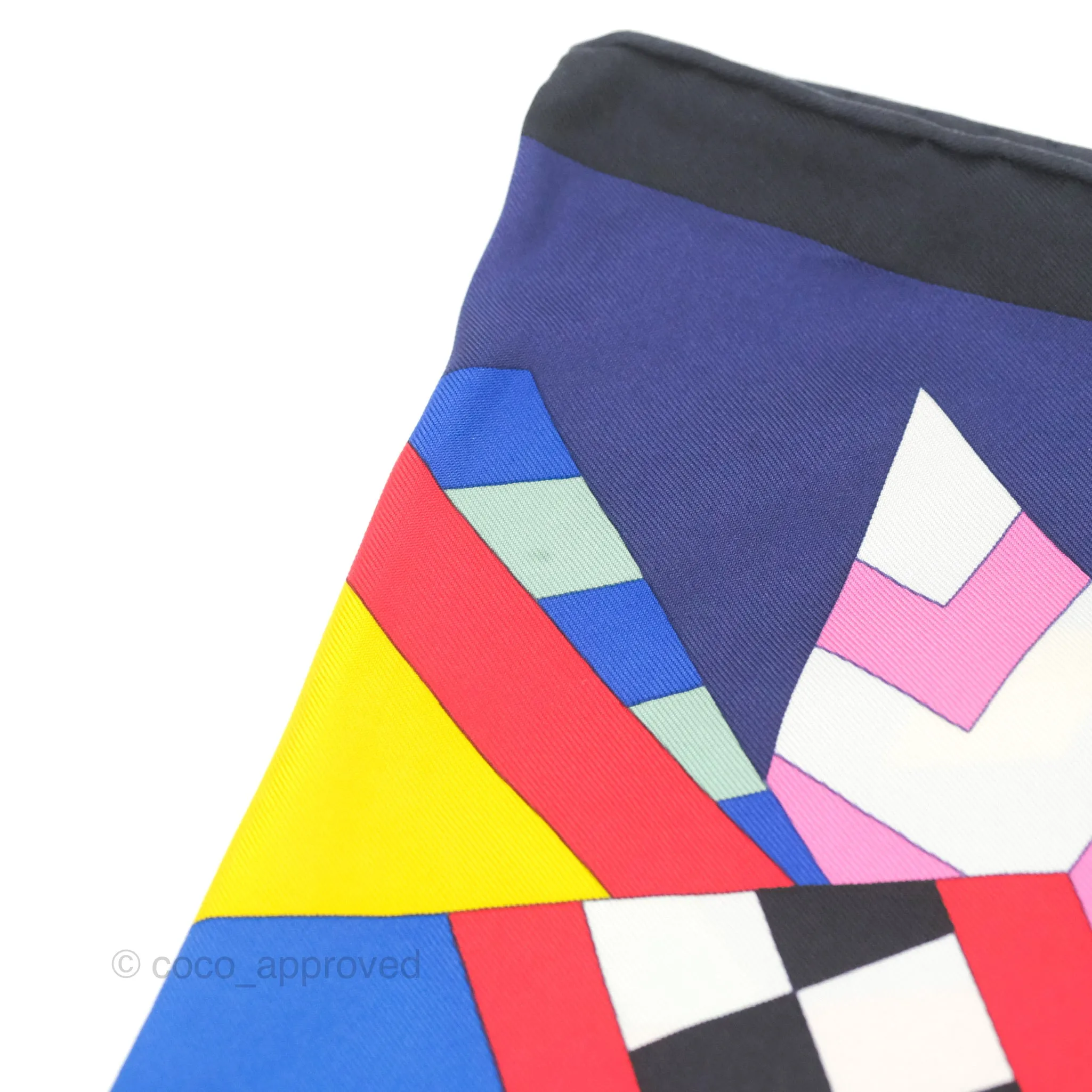 Hermes Cheval De Fete Scarf 90 Indigo /Jaune Vif / Multicolor