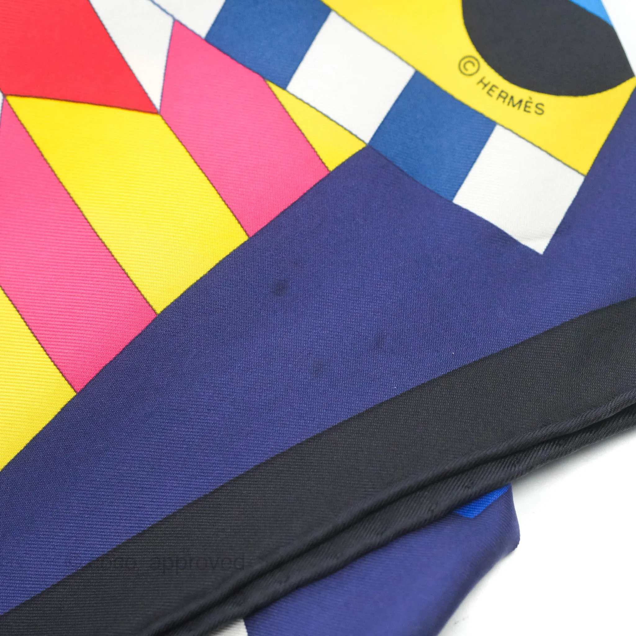 Hermes Cheval De Fete Scarf 90 Indigo /Jaune Vif / Multicolor