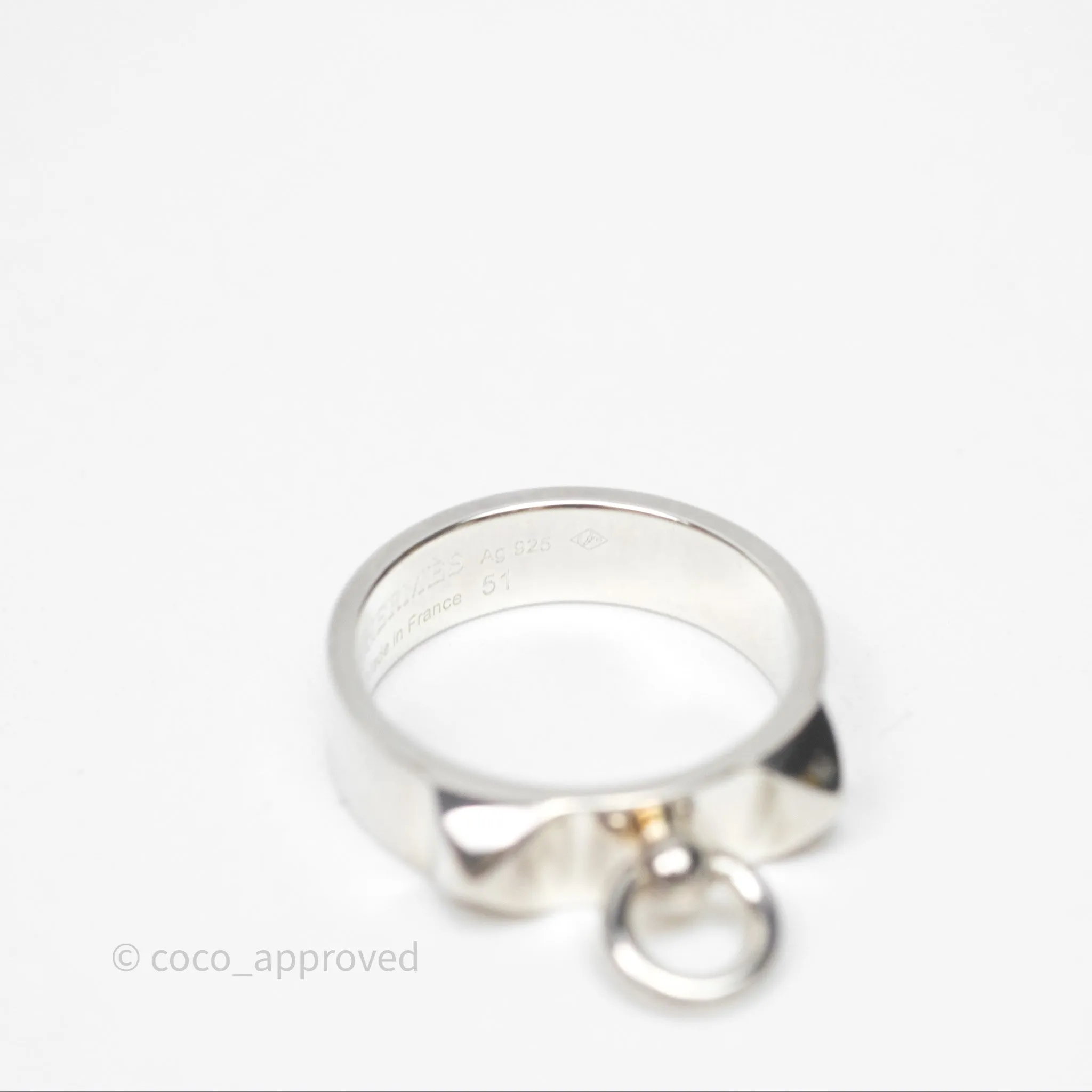 Hermes Collier de Chien Ring PM Sterling Silver Size 51