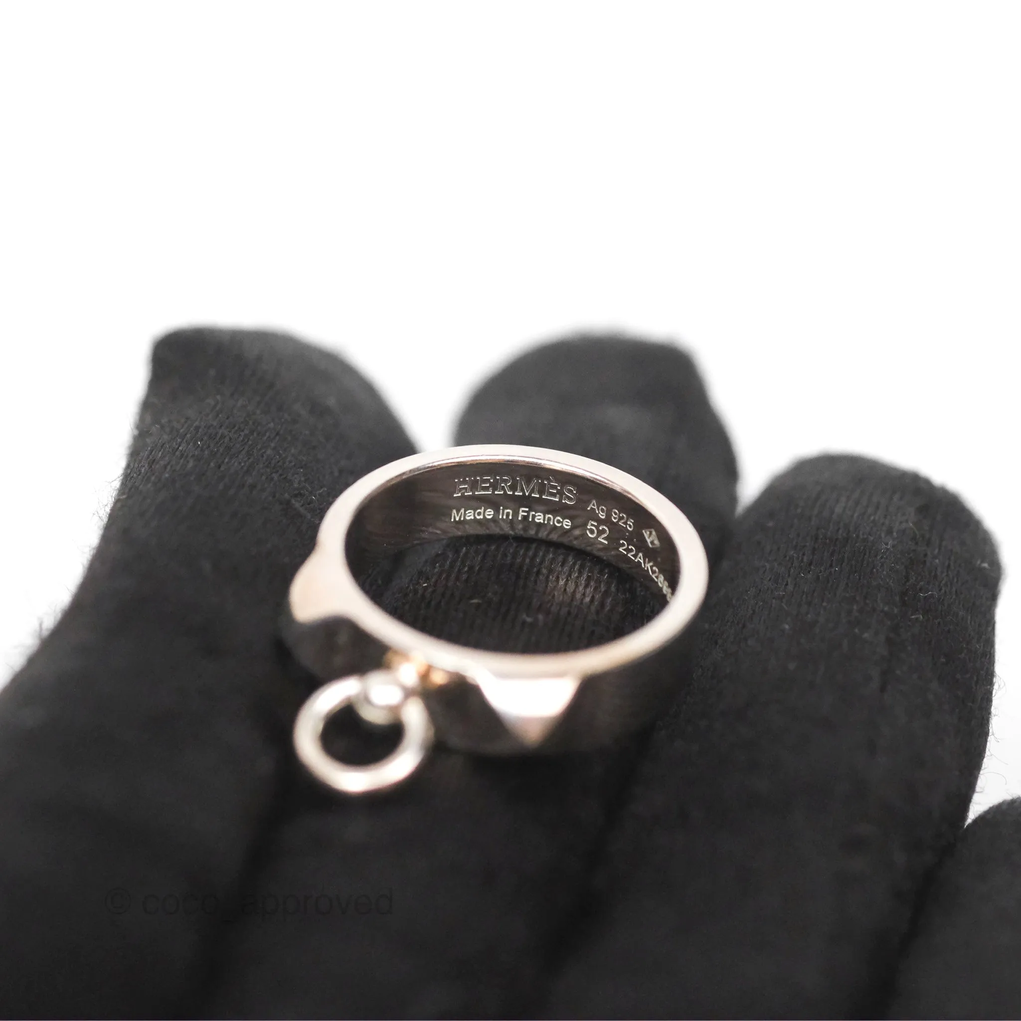 Hermes Collier de Chien Ring PM Sterling Silver Size 52