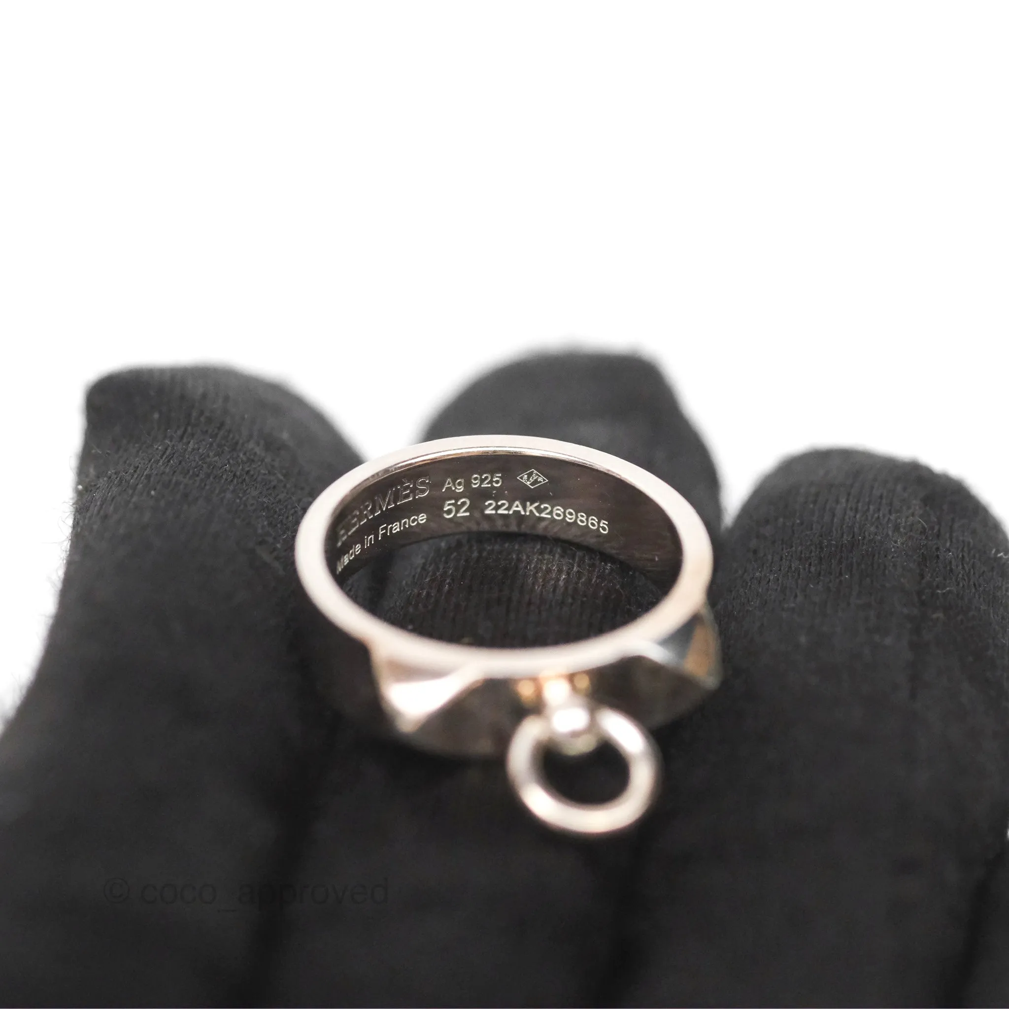 Hermes Collier de Chien Ring PM Sterling Silver Size 52
