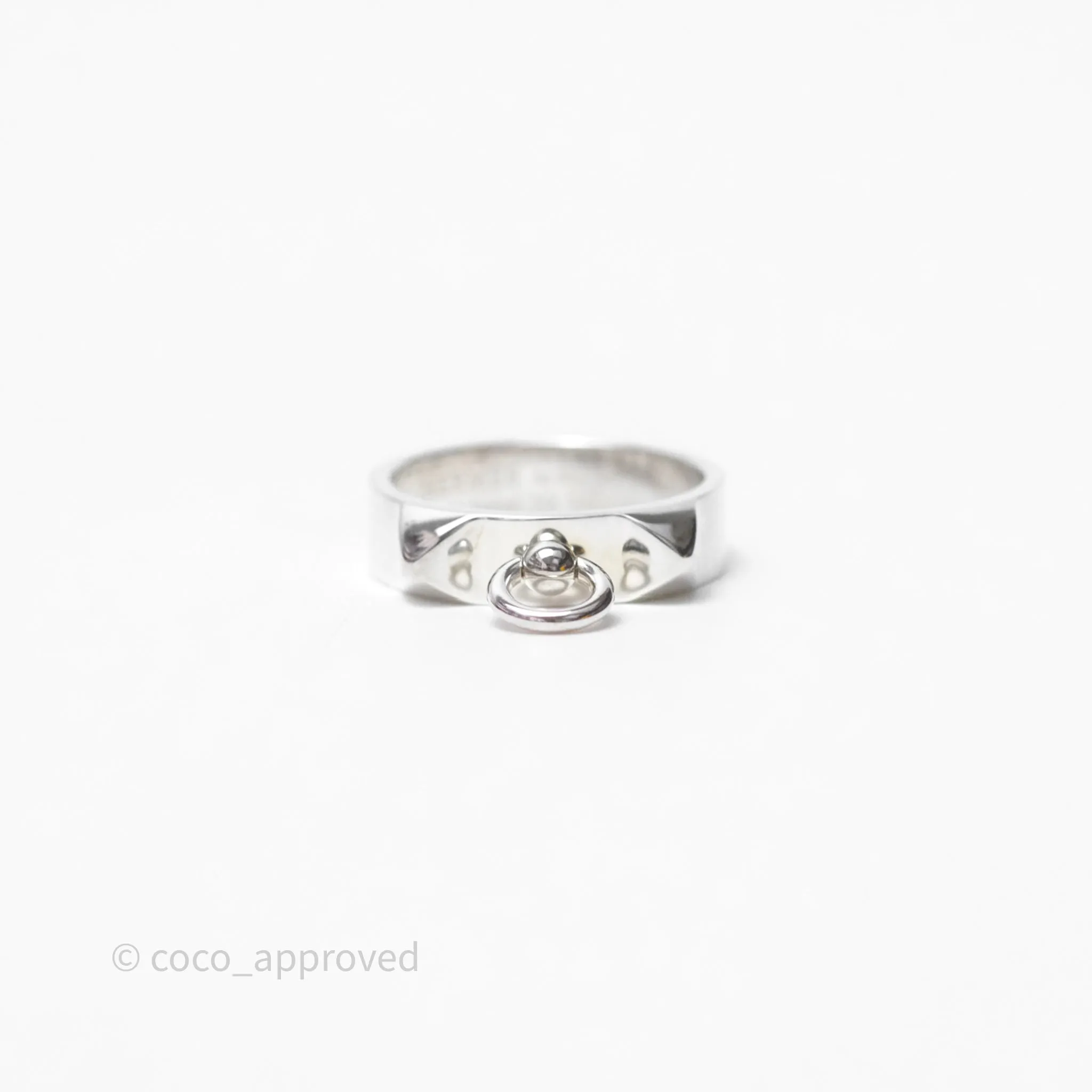 Hermes Collier de Chien Ring PM Sterling Silver Size 53