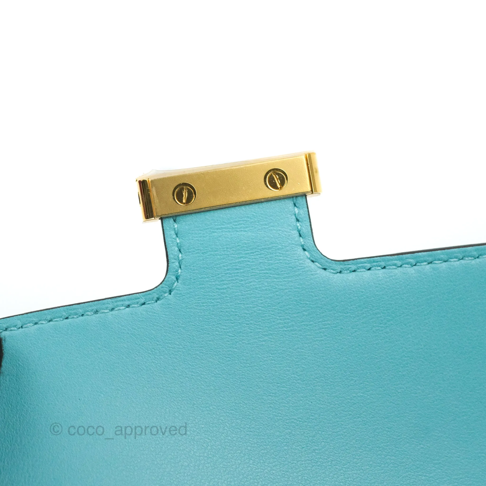 Hermes Constance Compact Passant Wallet Bleu Atoll Epsom Gold Hardware