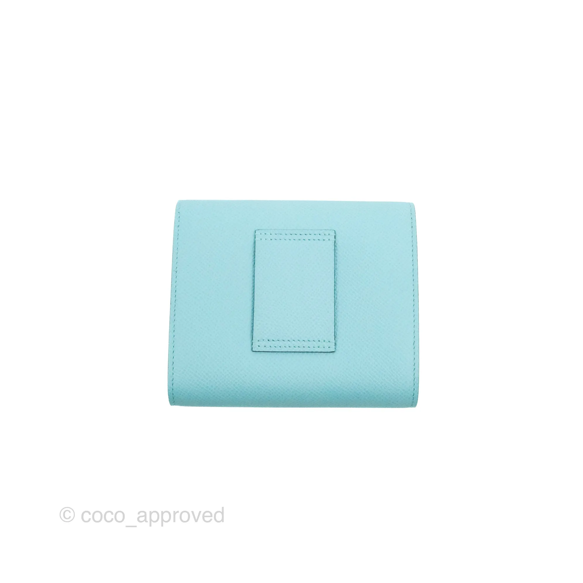 Hermes Constance Compact Passant Wallet Bleu Atoll Epsom Gold Hardware