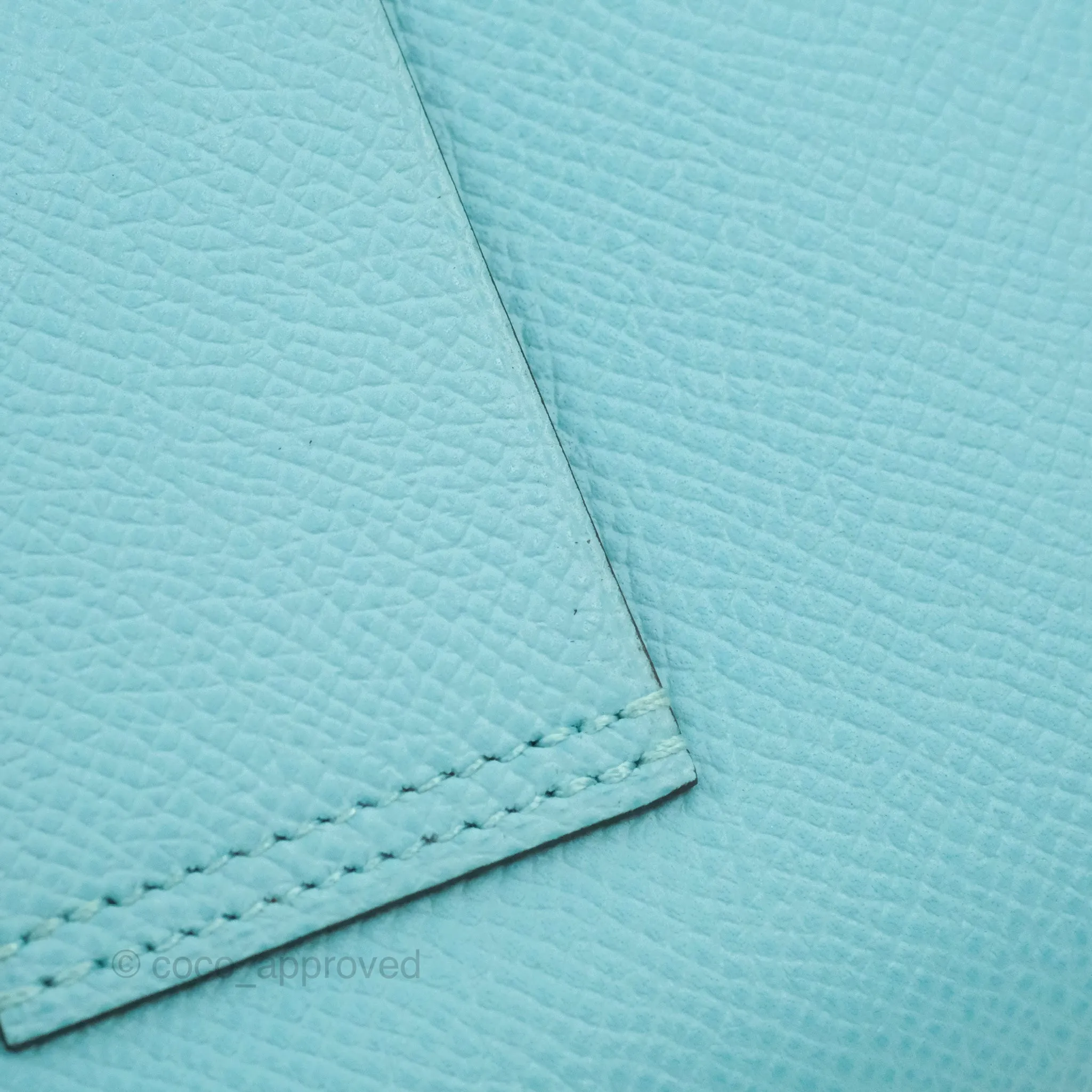 Hermes Constance Compact Passant Wallet Bleu Atoll Epsom Gold Hardware