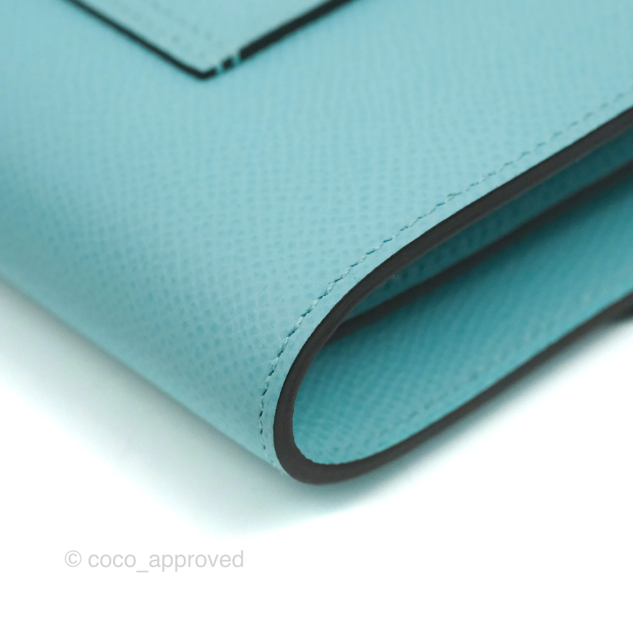 Hermes Constance Compact Passant Wallet Bleu Atoll Epsom Gold Hardware