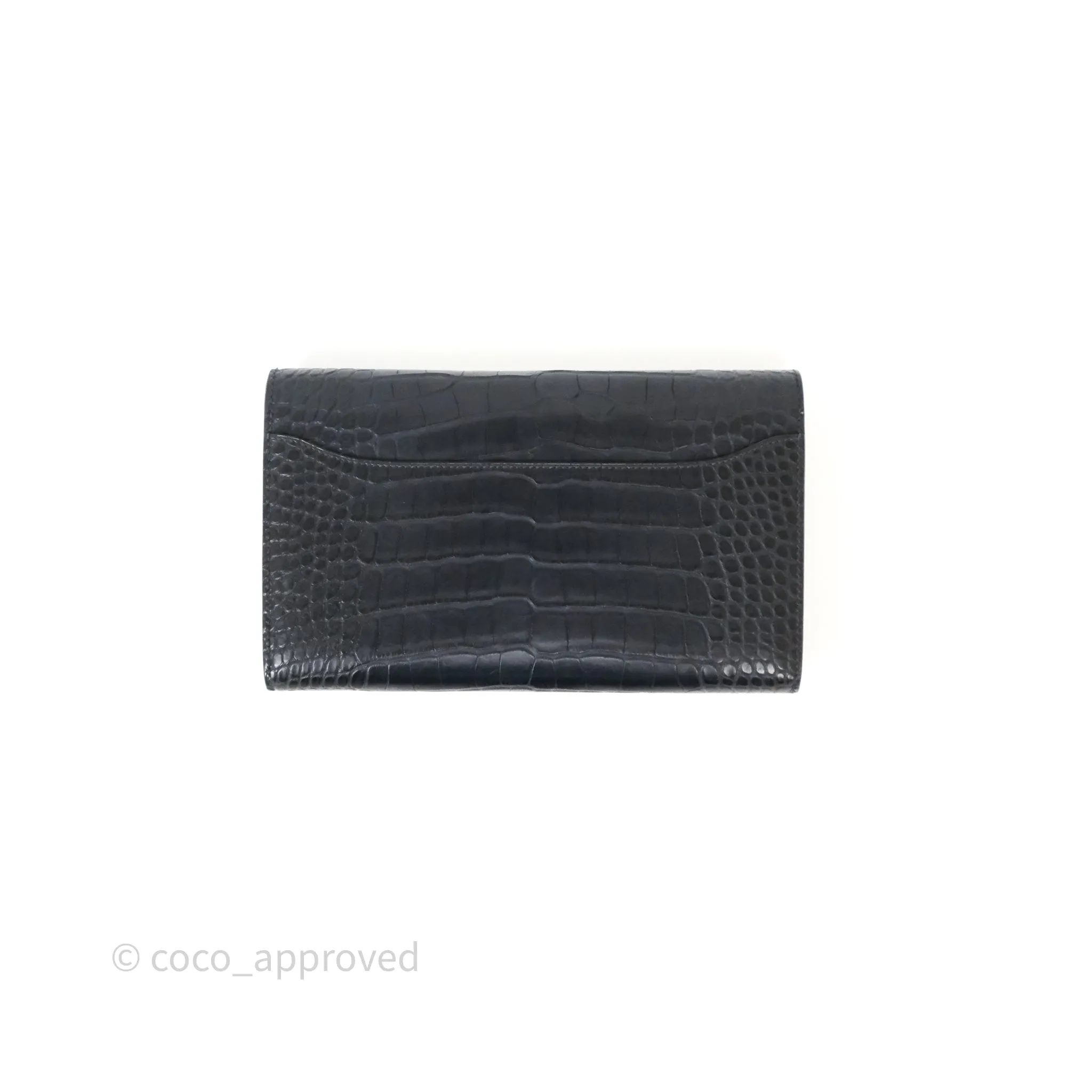 Hermes Constance Wallet Bleu Nuit 2Z Matte Alligator Ombre Lizard Buckle
