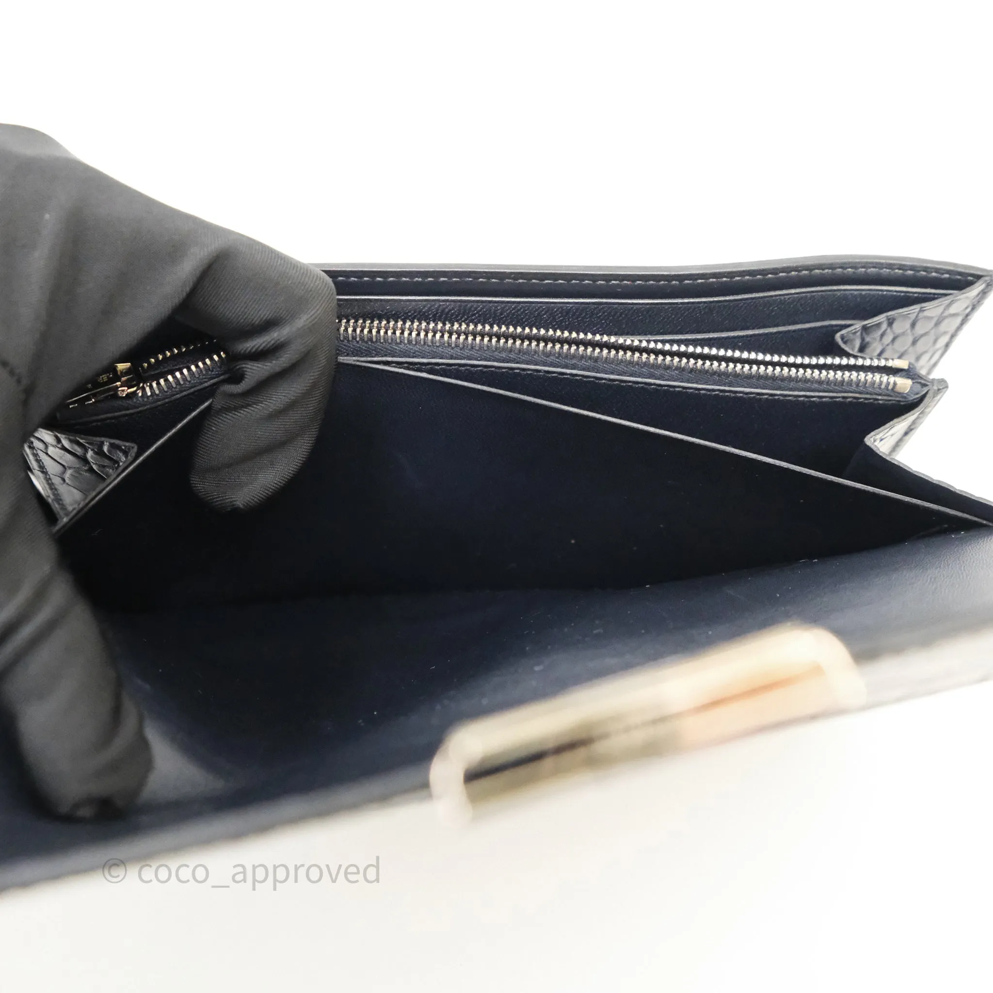 Hermes Constance Wallet Bleu Nuit 2Z Matte Alligator Ombre Lizard Buckle