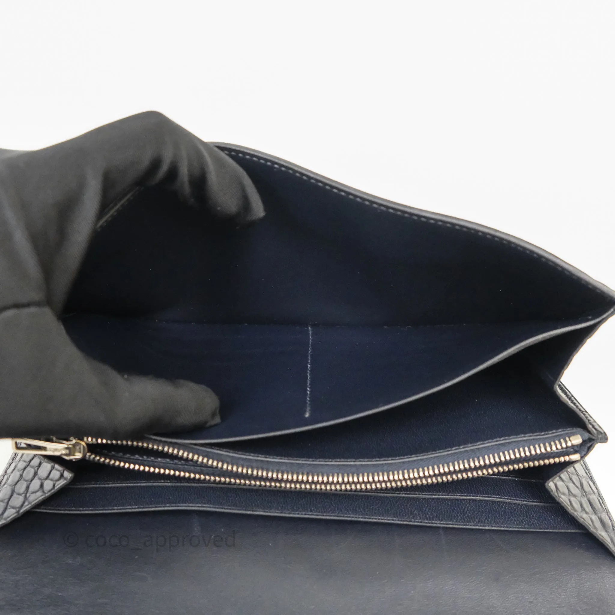 Hermes Constance Wallet Bleu Nuit 2Z Matte Alligator Ombre Lizard Buckle