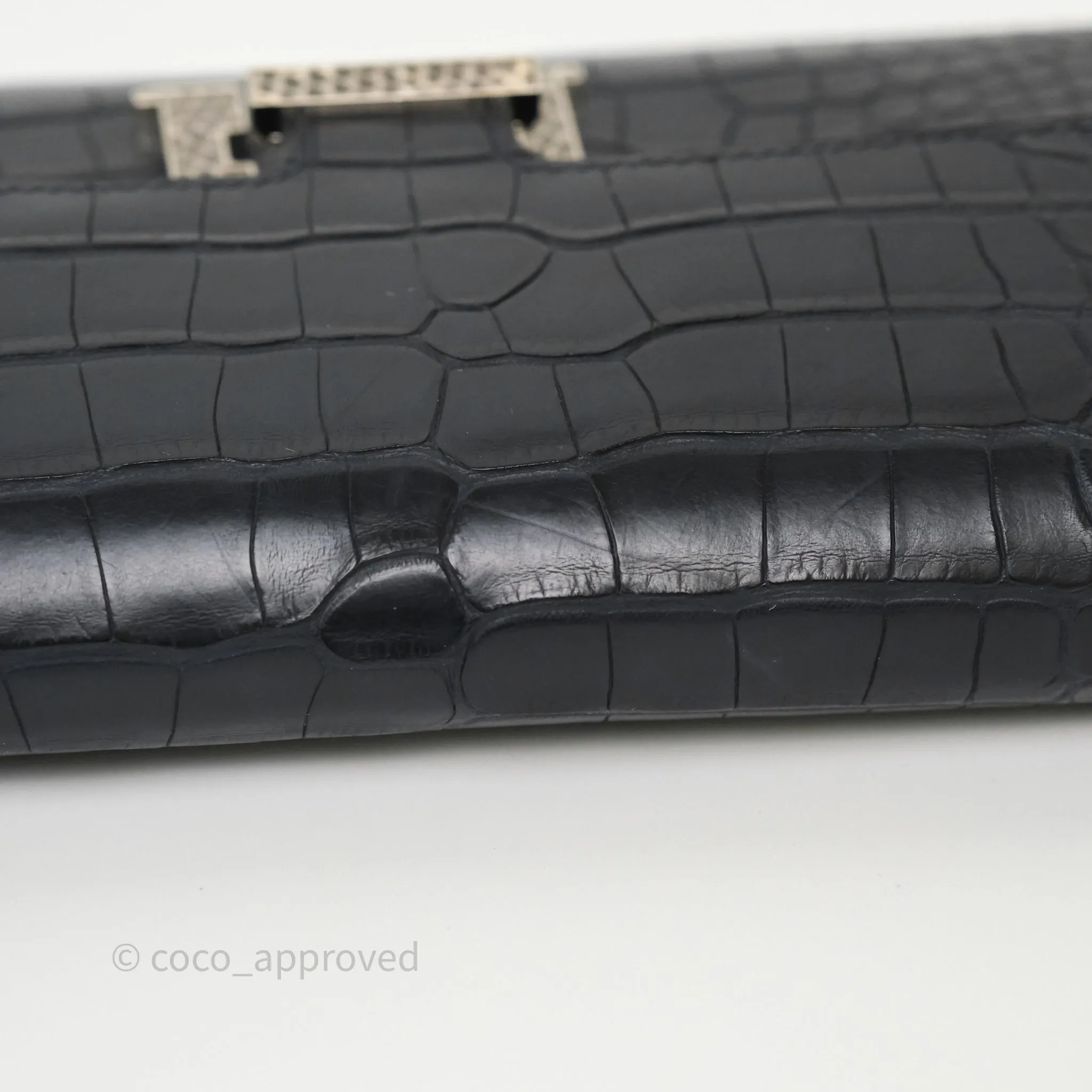 Hermes Constance Wallet Bleu Nuit 2Z Matte Alligator Ombre Lizard Buckle