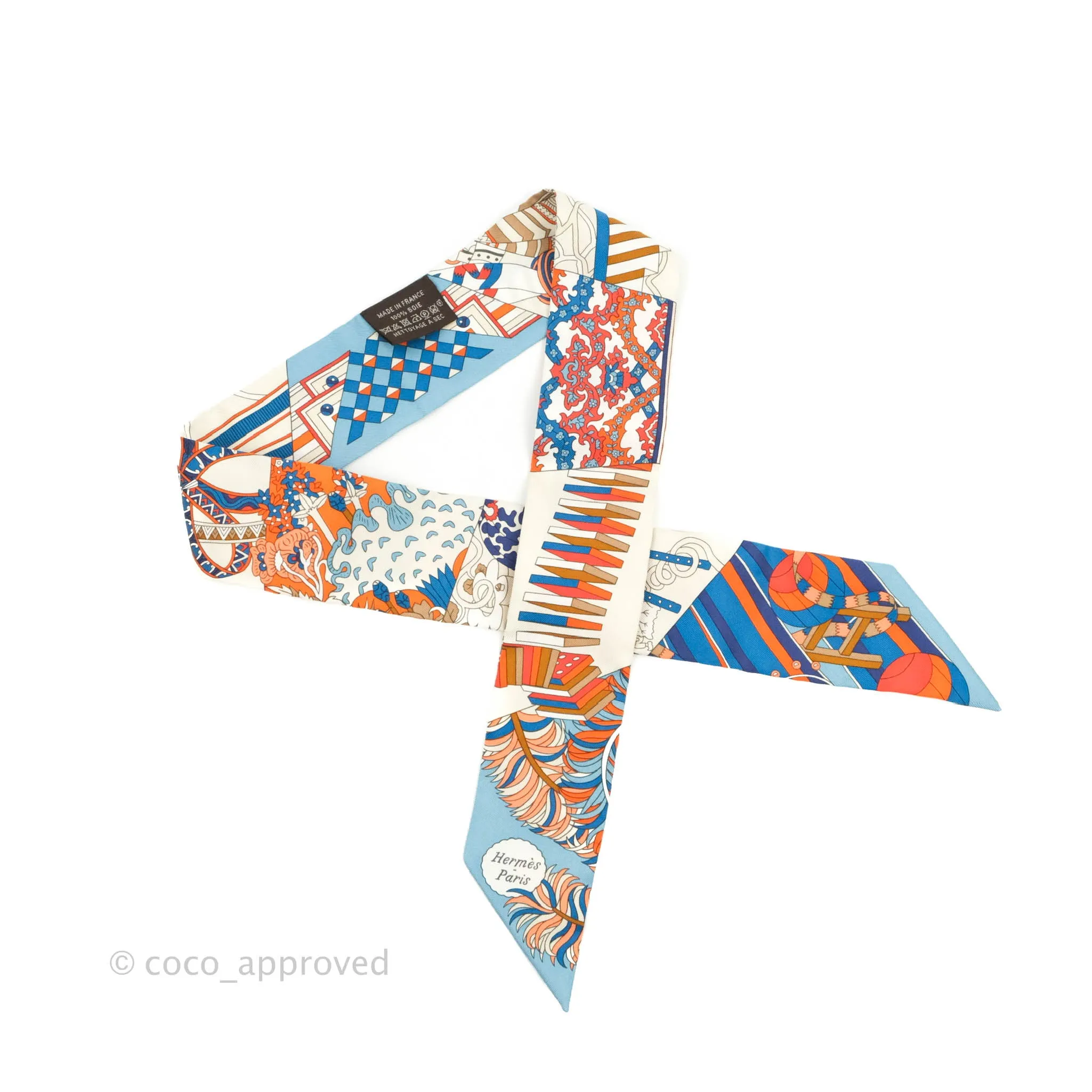Hermes DE L'Ombrelle Aux Due Twilly Bleu/Potiron/Creme