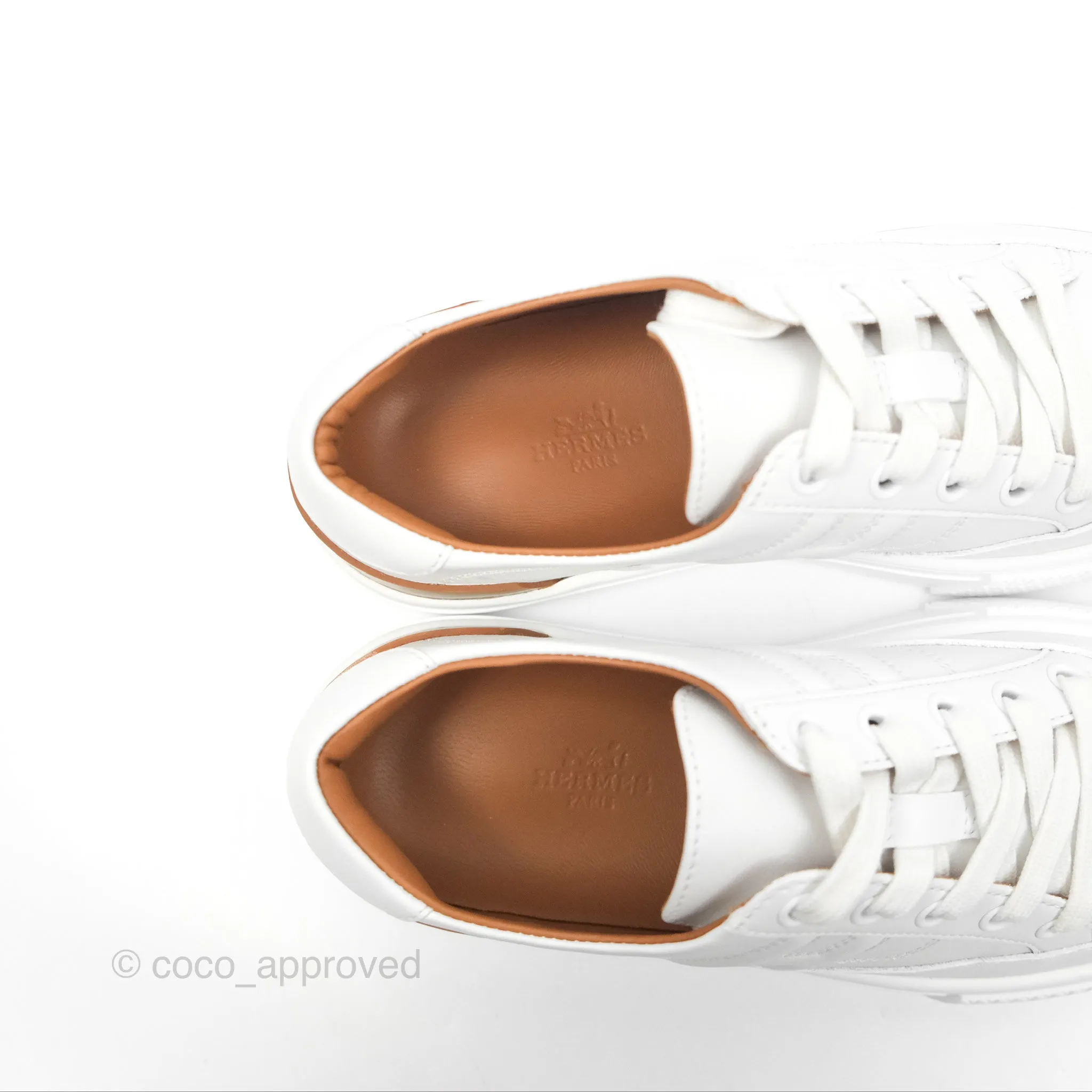 Hermes Deep Sneaker Calfskin White Size 36