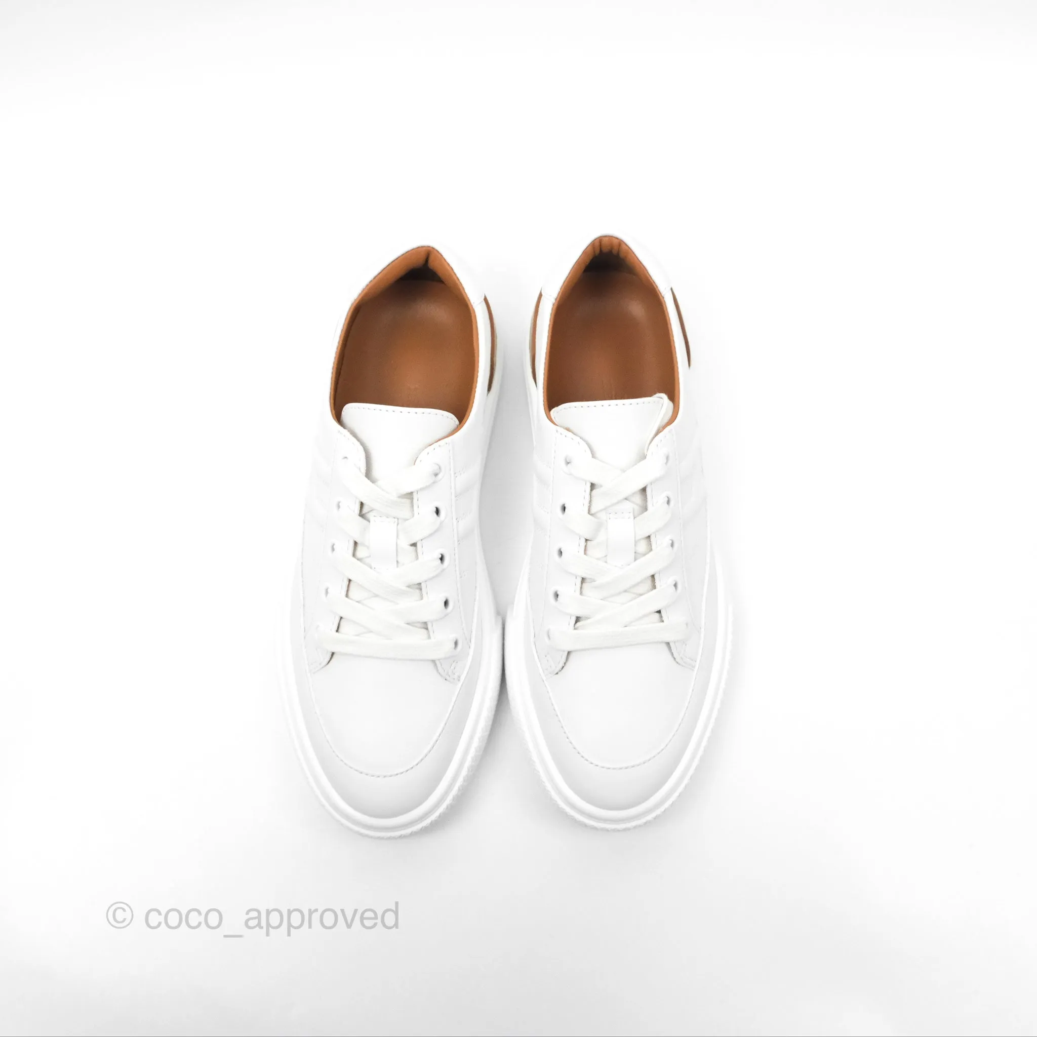 Hermes Deep Sneaker Calfskin White Size 36