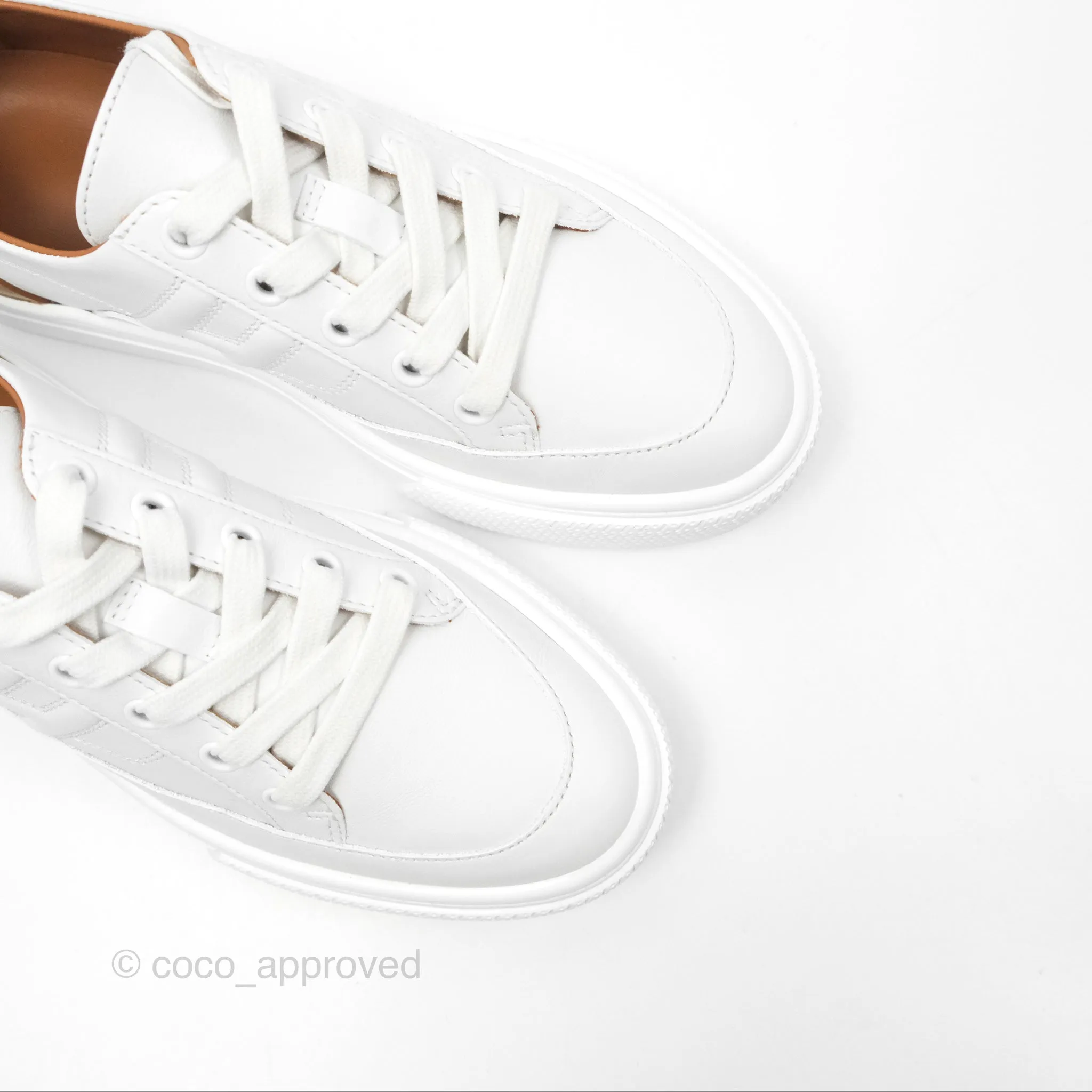 Hermes Deep Sneaker Calfskin White Size 36