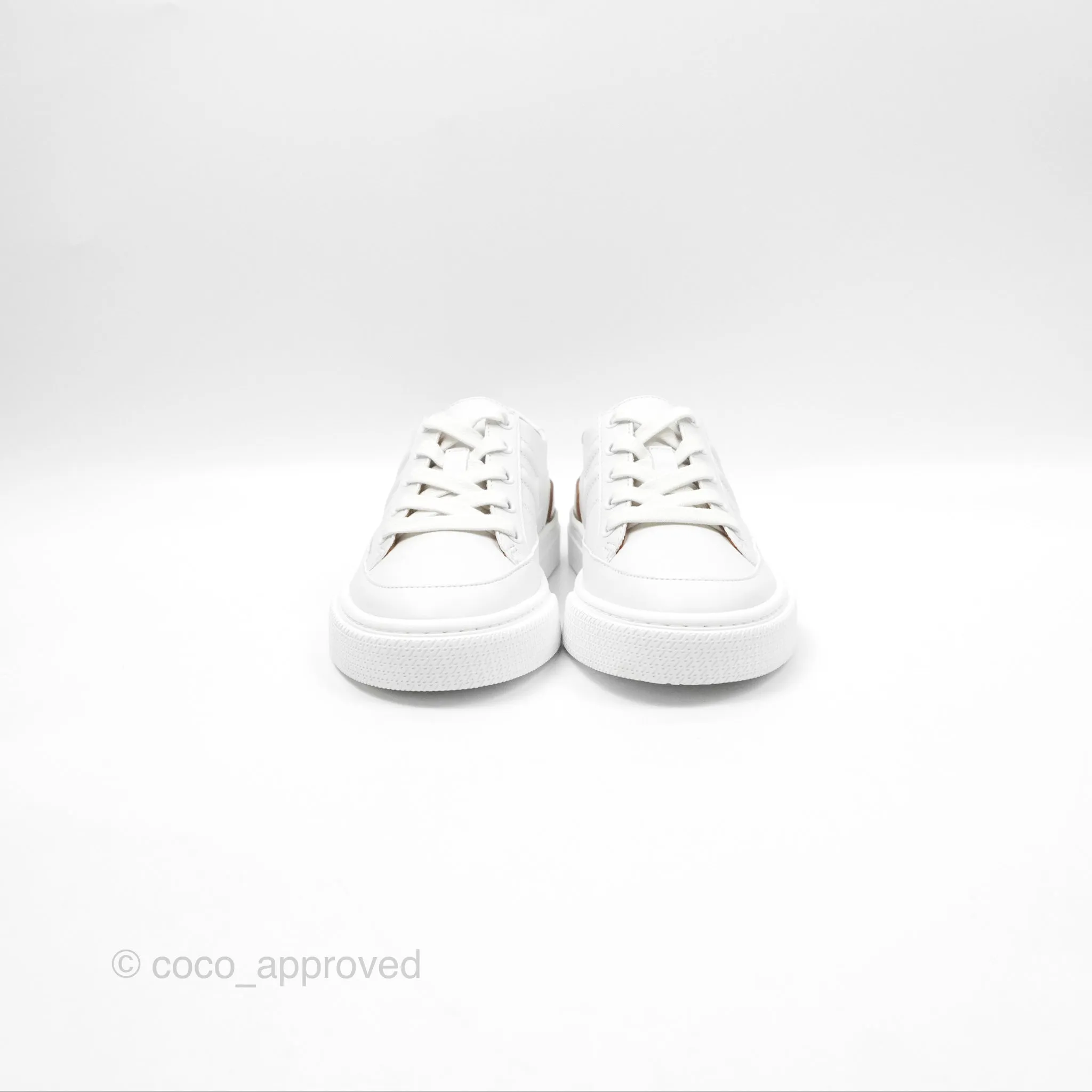 Hermes Deep Sneaker Calfskin White Size 36