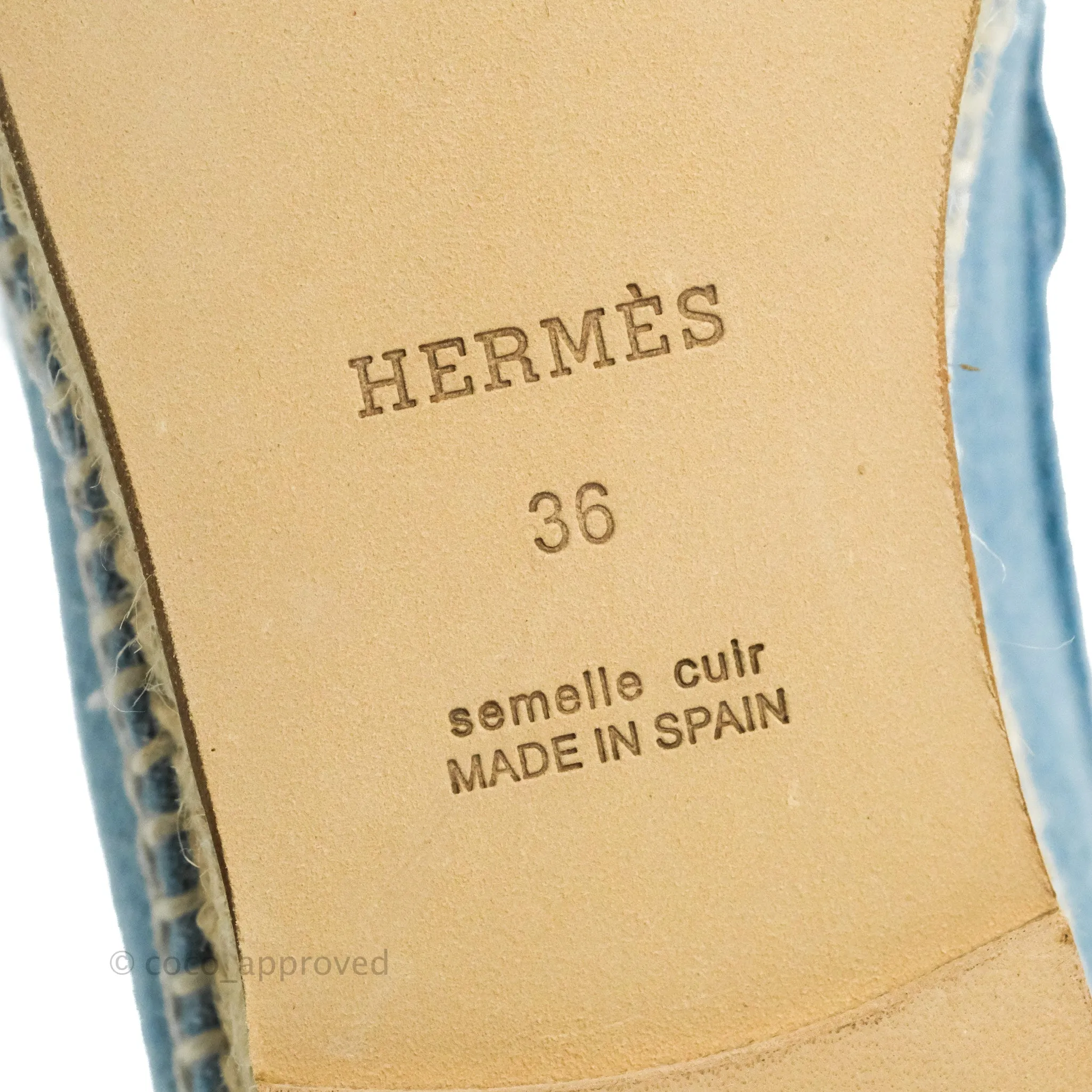 Hermes Denim Canvas Trip Espadrilles Bleu Clair Size 36