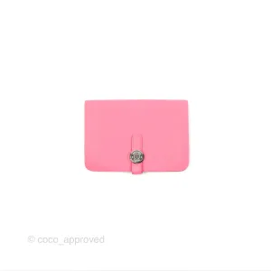 Hermes Dogon Compact Wallet Rose Azale Evercolor Palladium Hardware