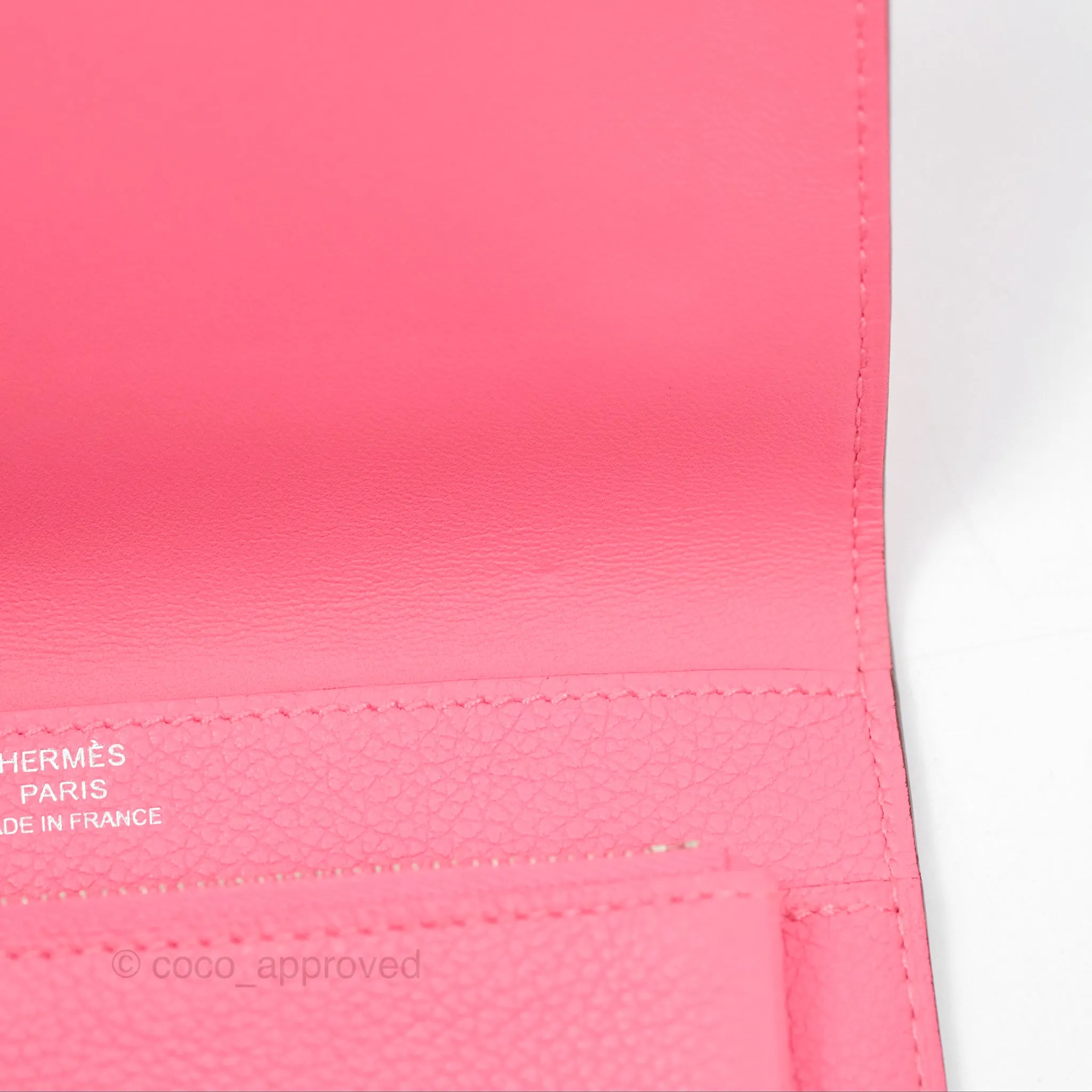 Hermes Dogon Compact Wallet Rose Azale Evercolor Palladium Hardware