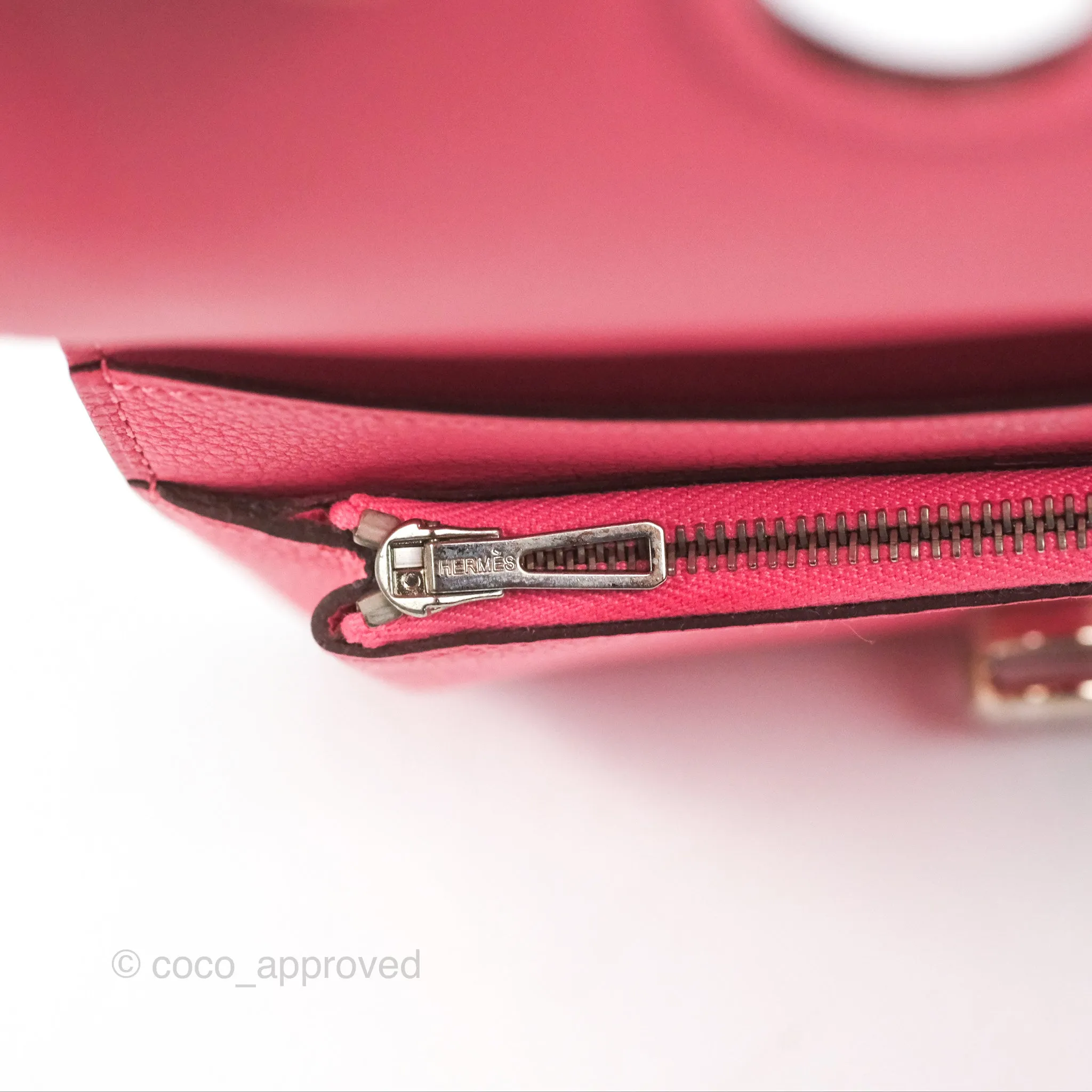 Hermes Dogon Compact Wallet Rose Azale Evercolor Palladium Hardware