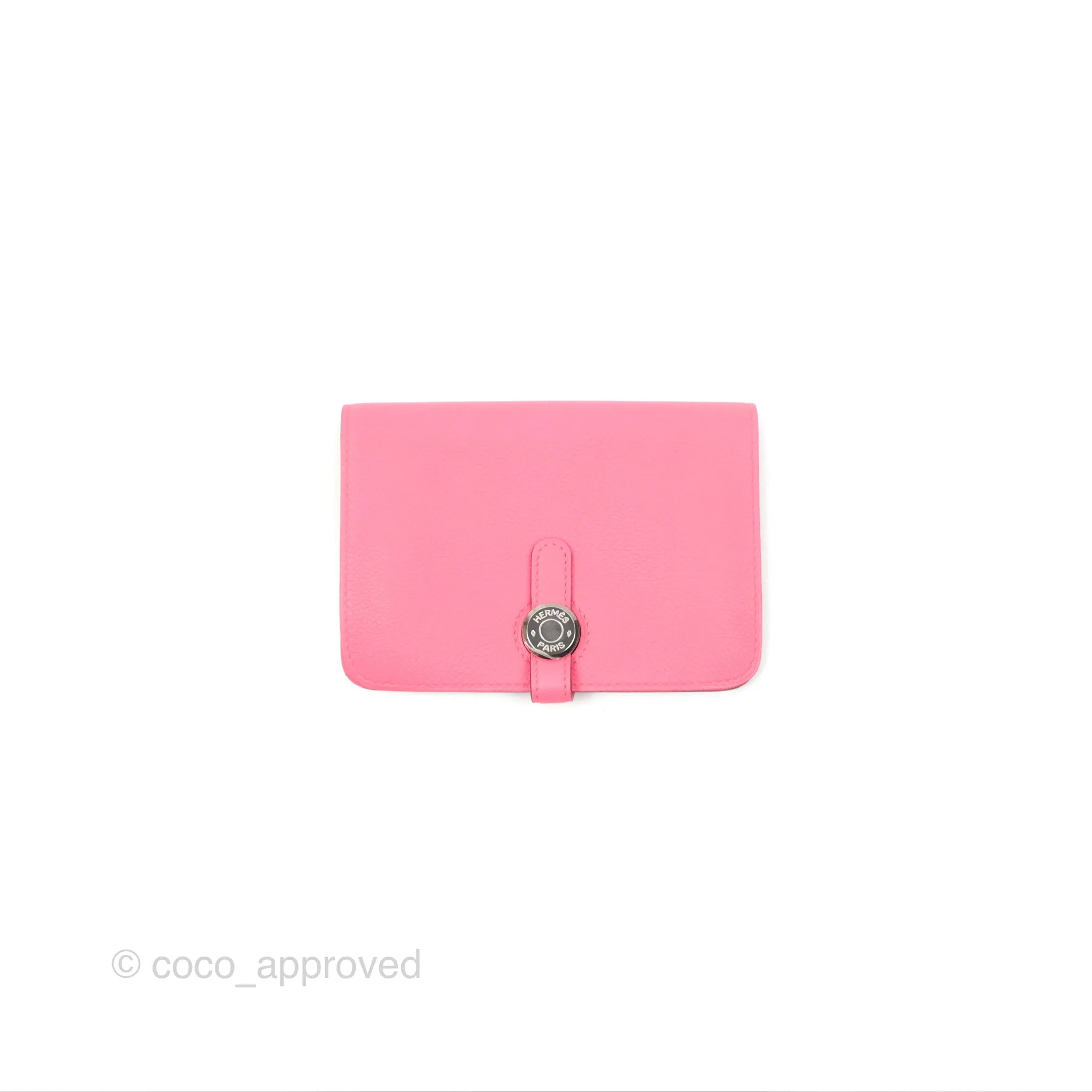 Hermes Dogon Compact Wallet Rose Azale Evercolor Palladium Hardware