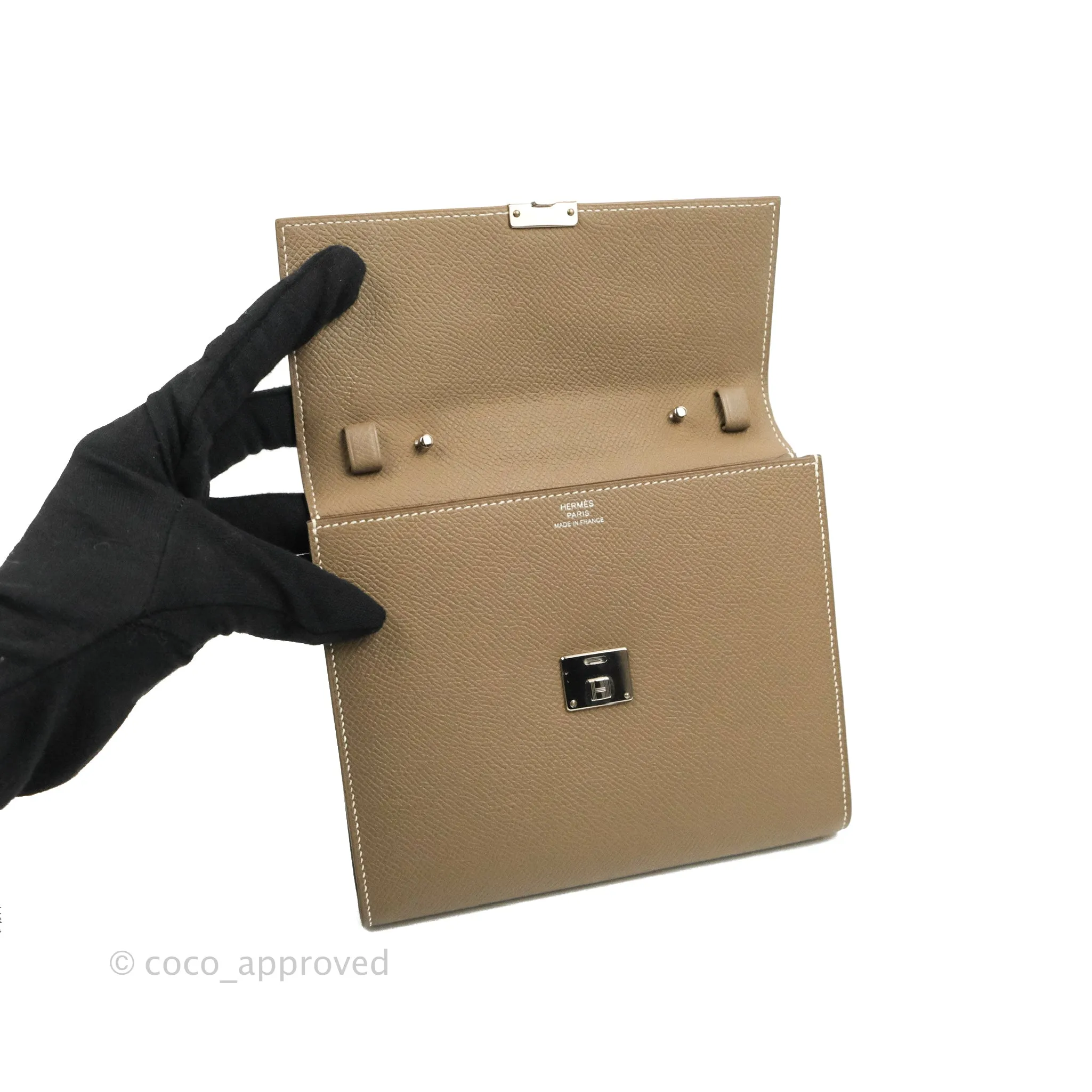 Hermes Epsom Clic 16 Wallet Etoupe 18 Palladium Hardware