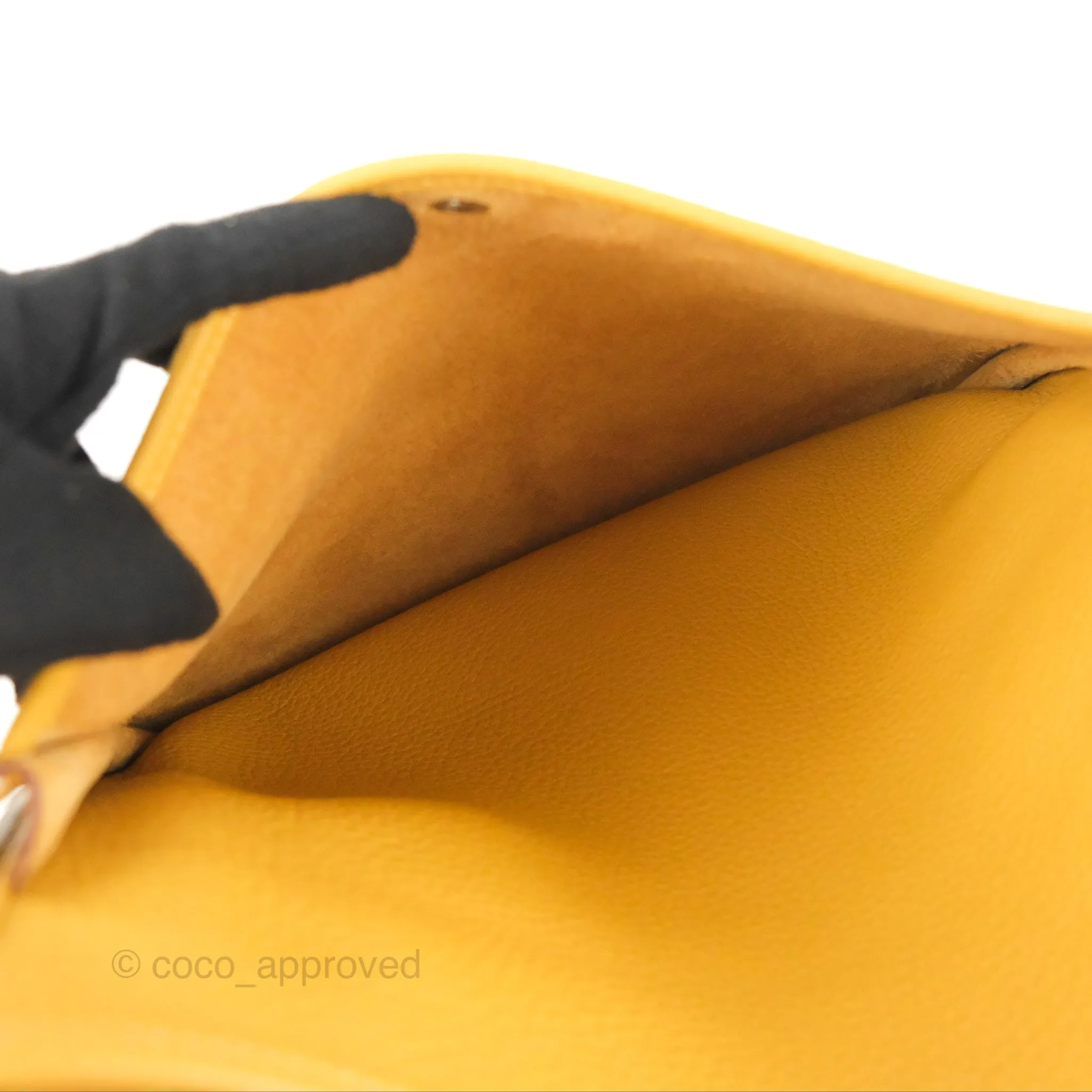 Hermes Evelyne III 29 Mustard Clemence Palladium Hardware