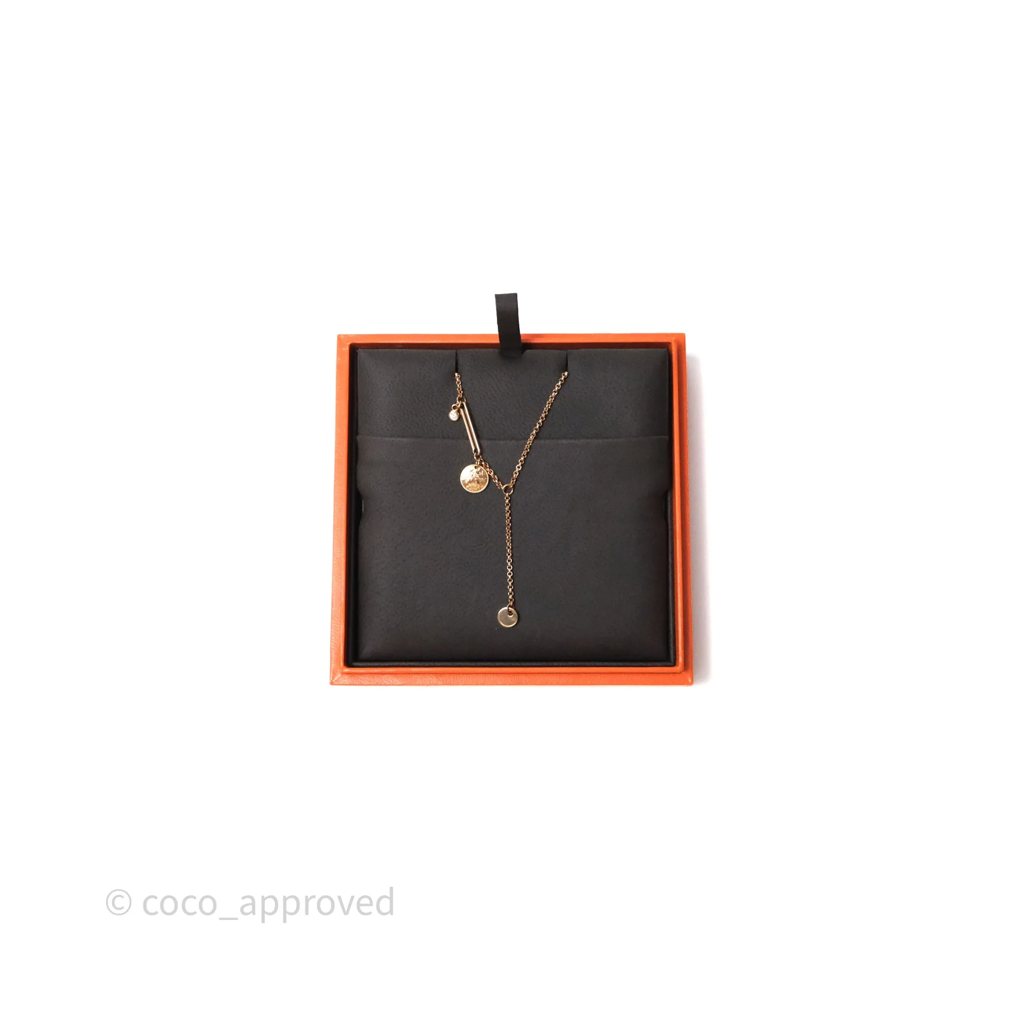 Hermes Ex-Libris Pendant Necklace PM Diamond Rose Gold Hardware