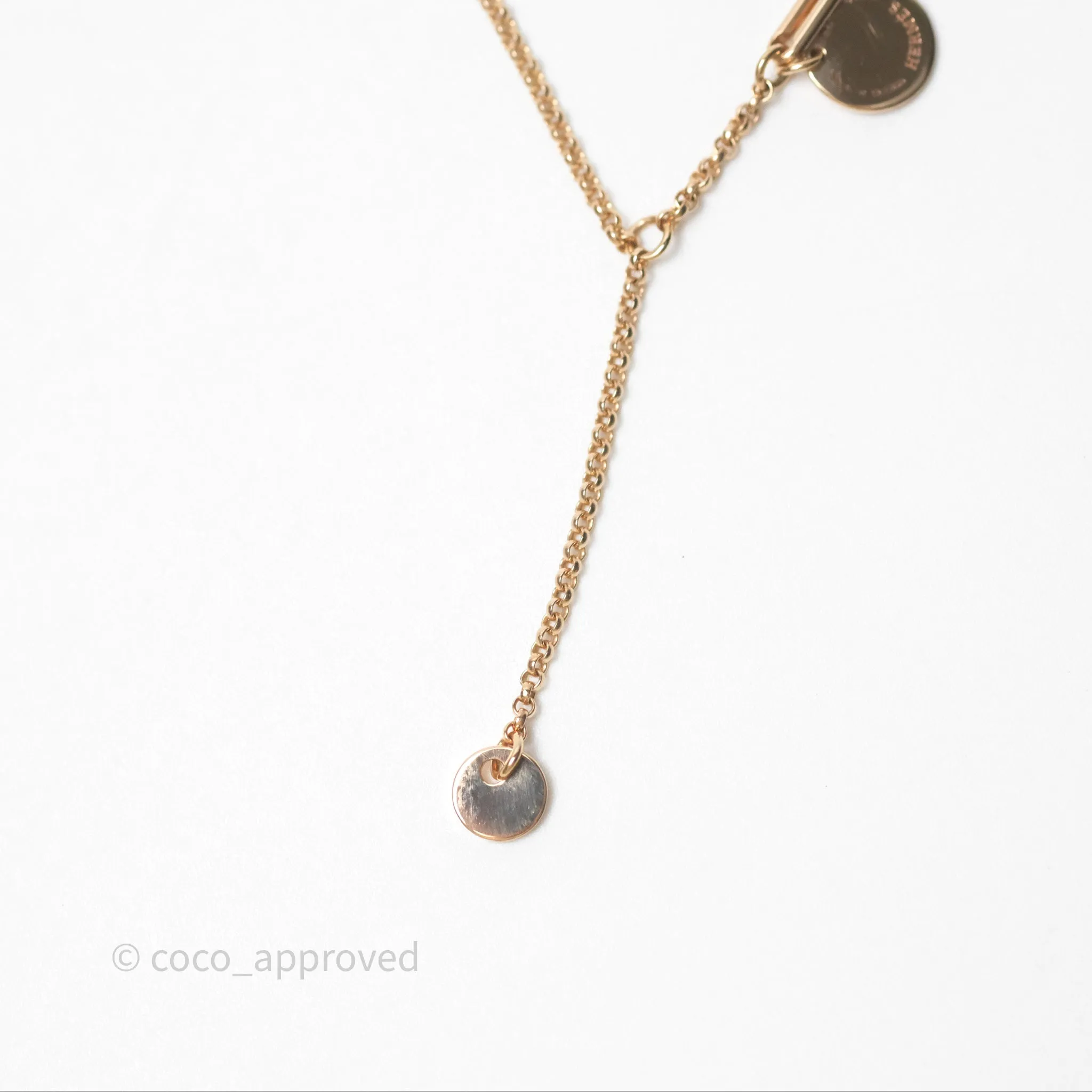 Hermes Ex-Libris Pendant Necklace PM Diamond Rose Gold Hardware