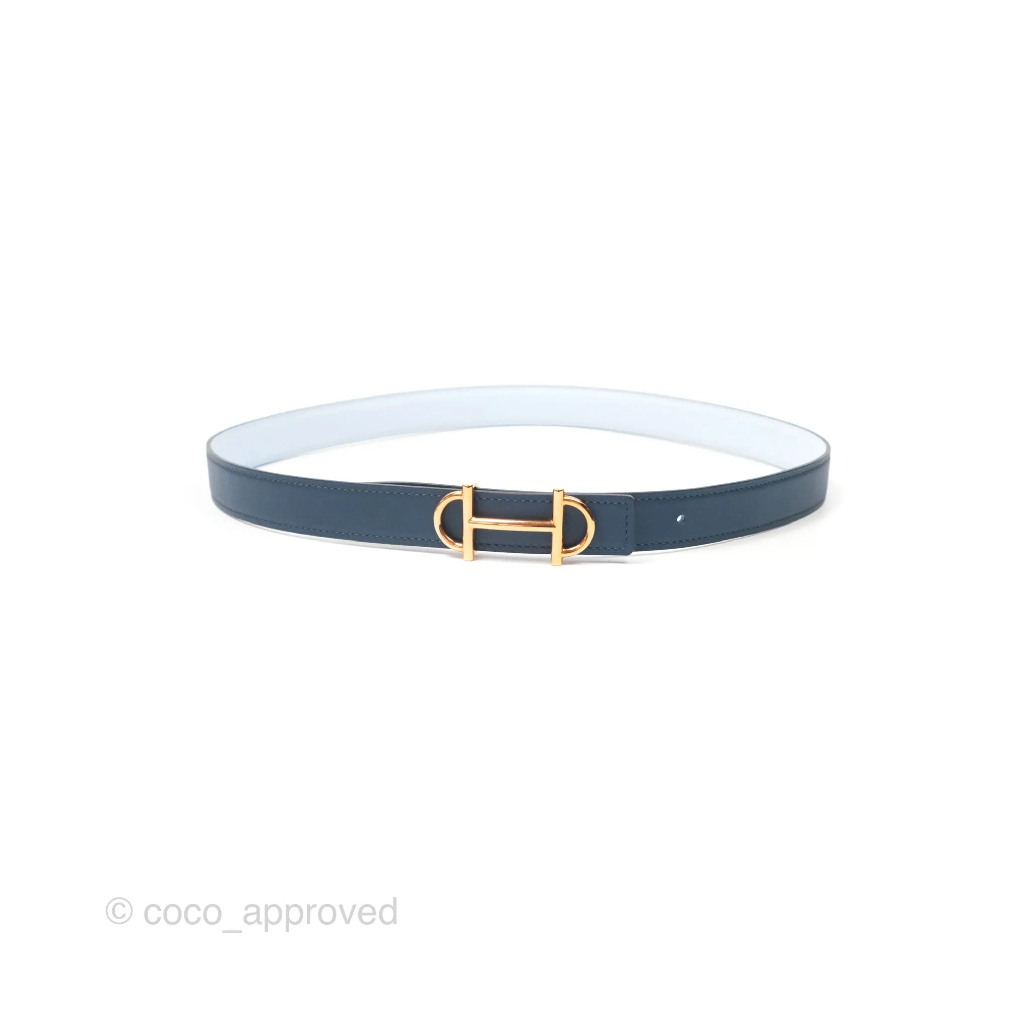 Hermes Gamma Belt Buckle Reversible Leather Strap 24 mm