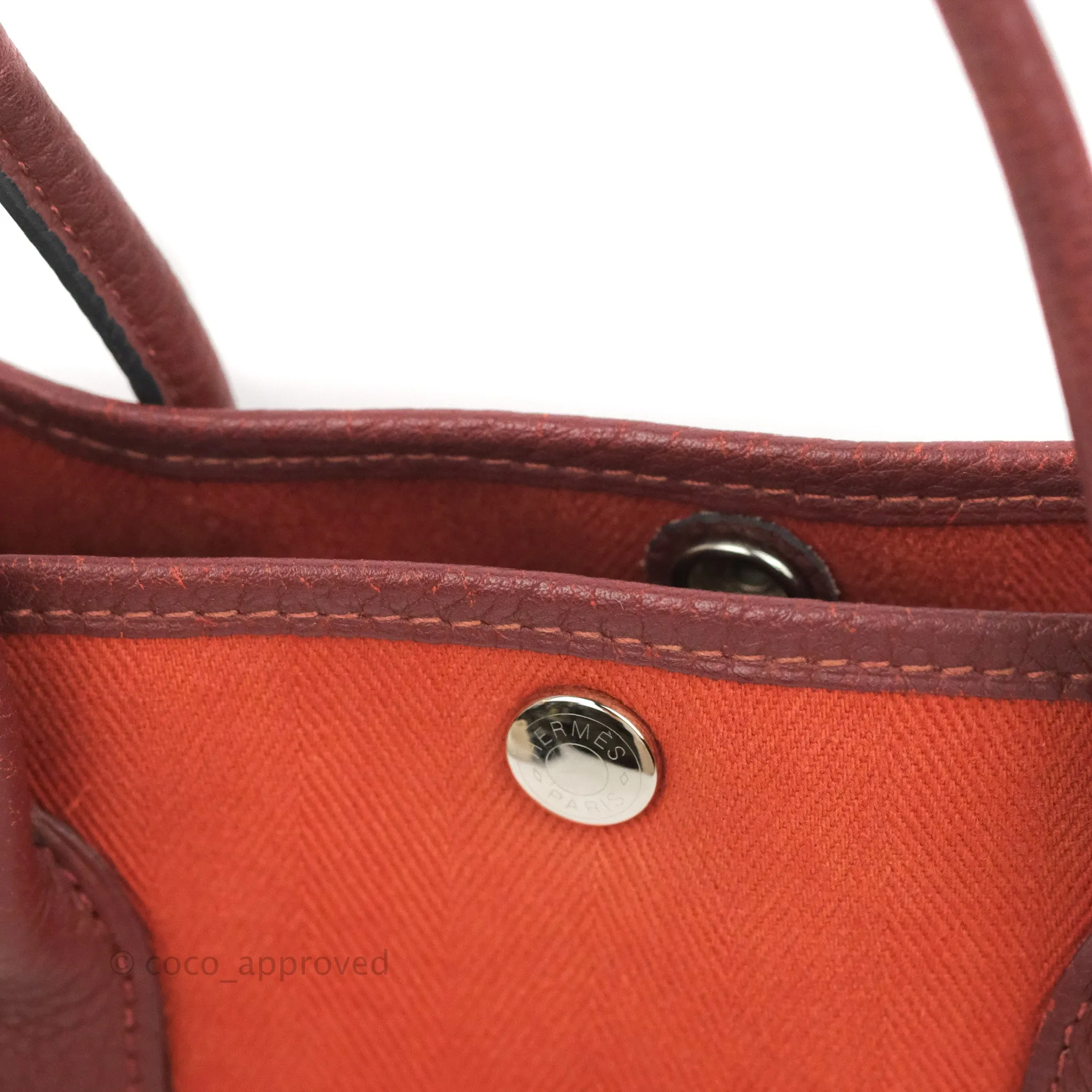 Hermes Garden Party 30 Brick/ Burgundy Canvas Negonda