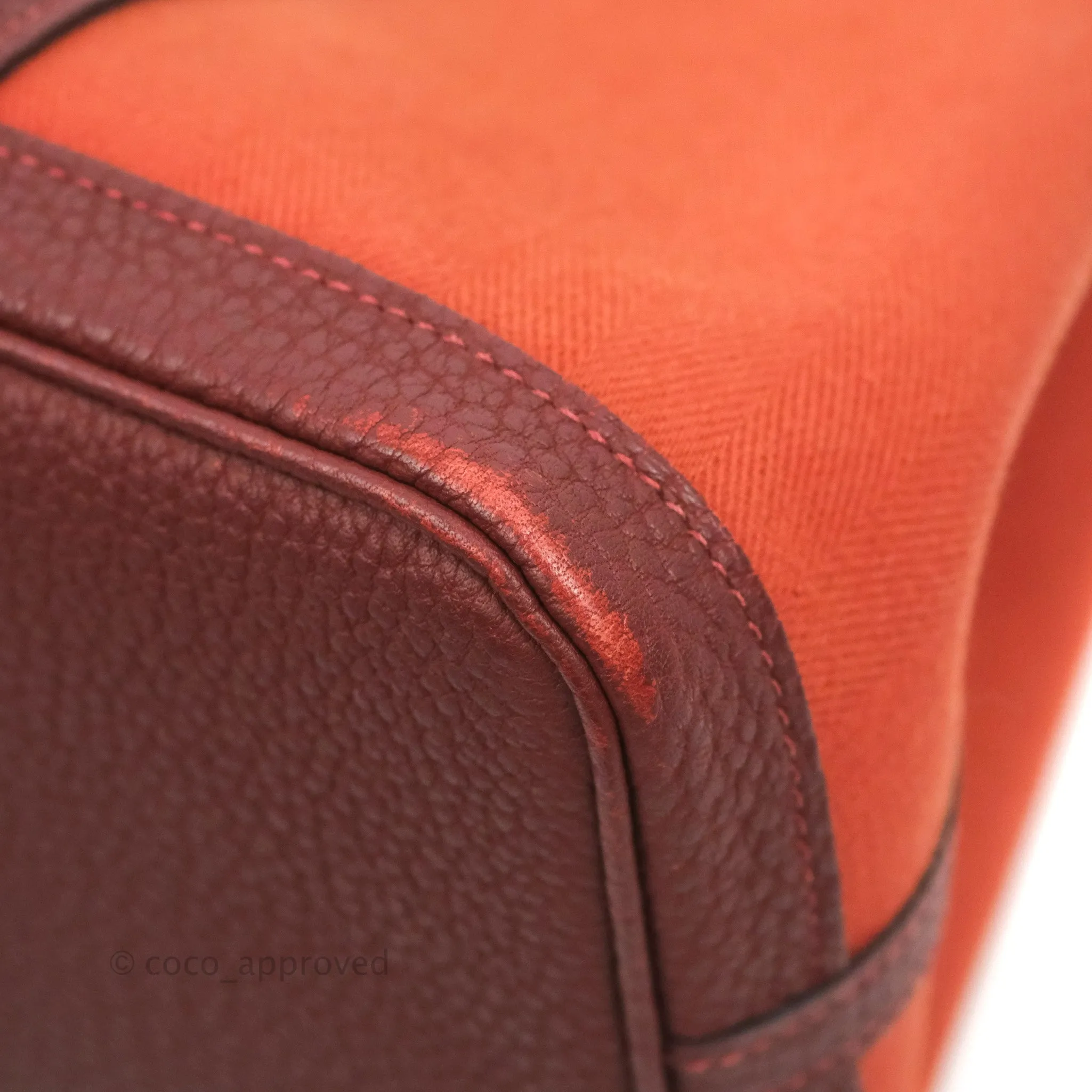 Hermes Garden Party 30 Brick/ Burgundy Canvas Negonda