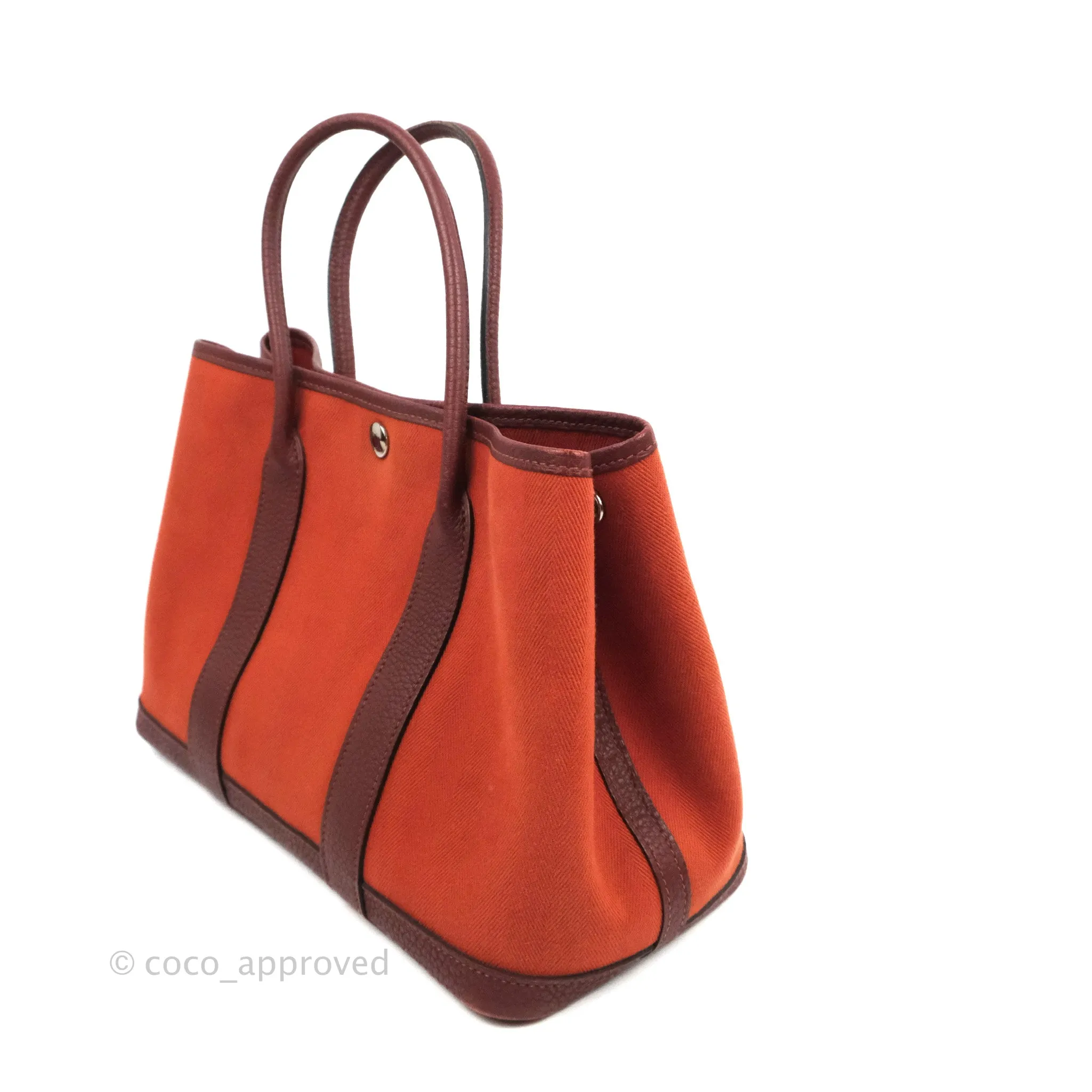 Hermes Garden Party 30 Brick/ Burgundy Canvas Negonda