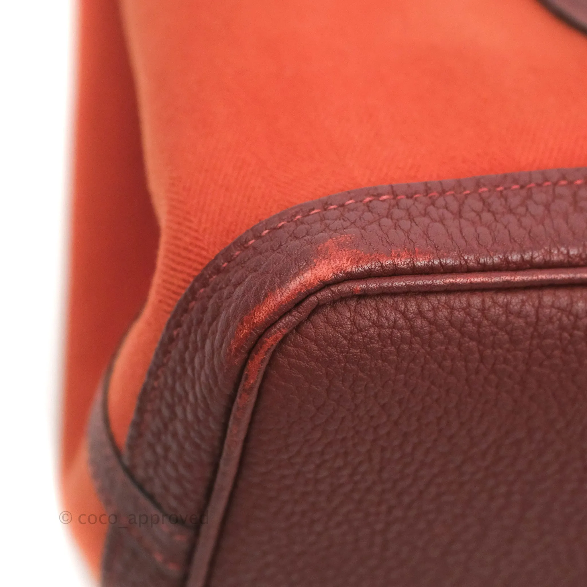 Hermes Garden Party 30 Brick/ Burgundy Canvas Negonda