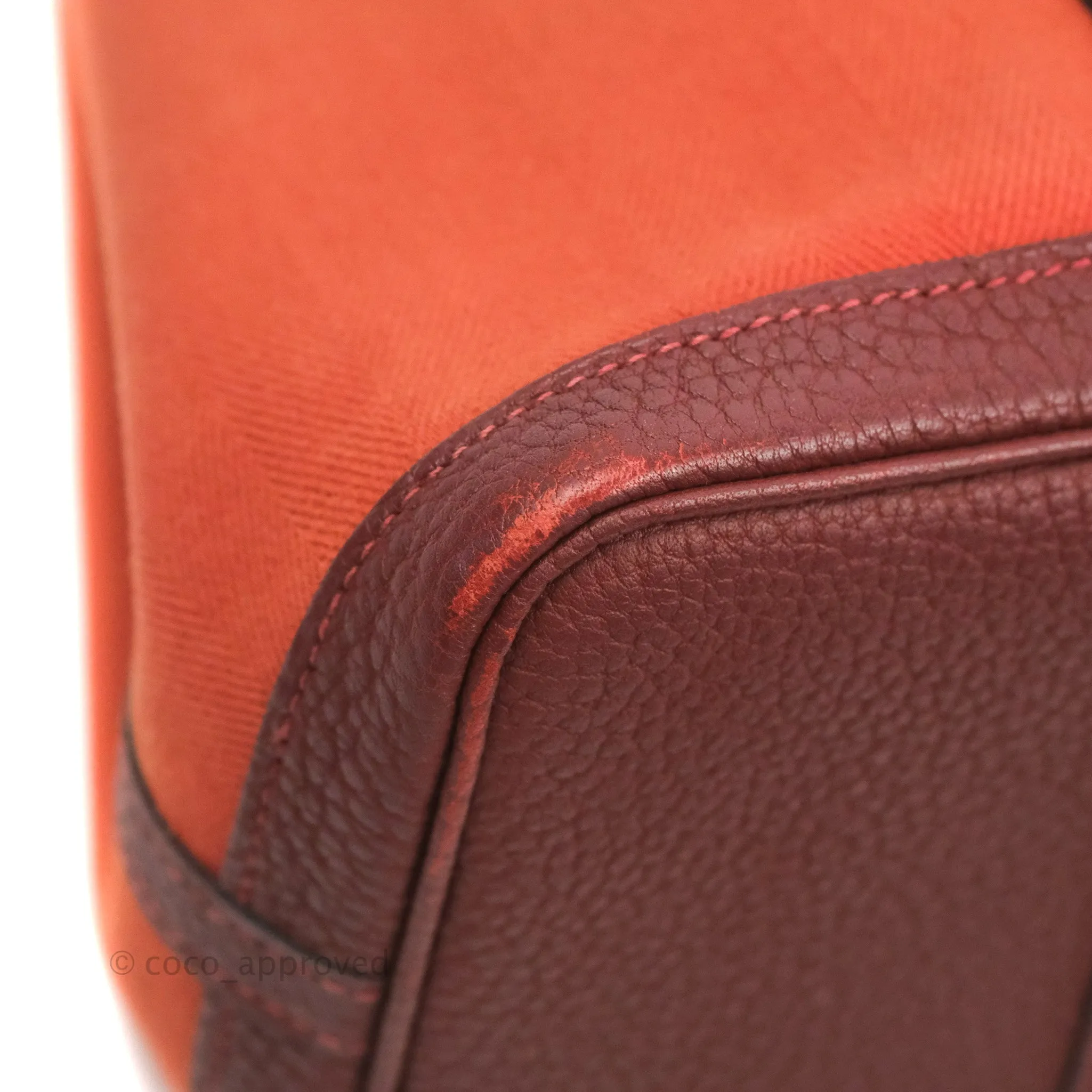 Hermes Garden Party 30 Brick/ Burgundy Canvas Negonda