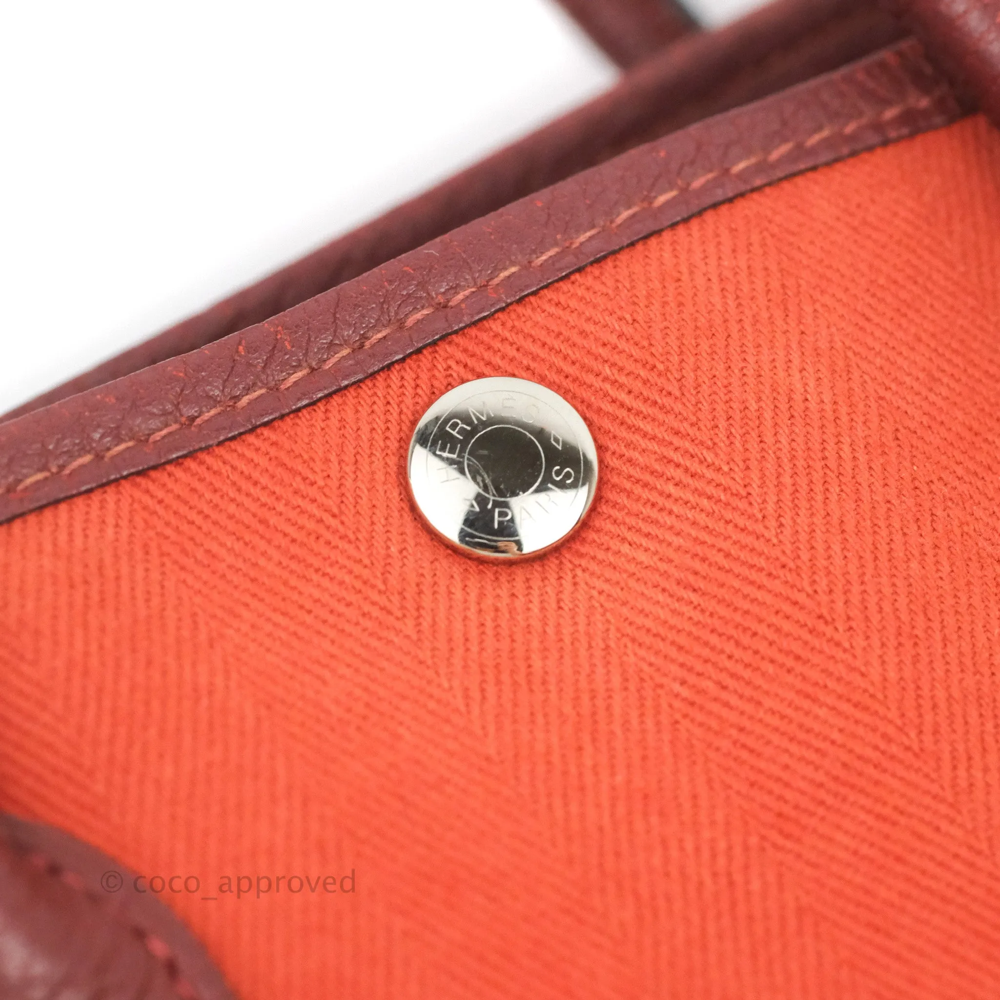 Hermes Garden Party 30 Brick/ Burgundy Canvas Negonda