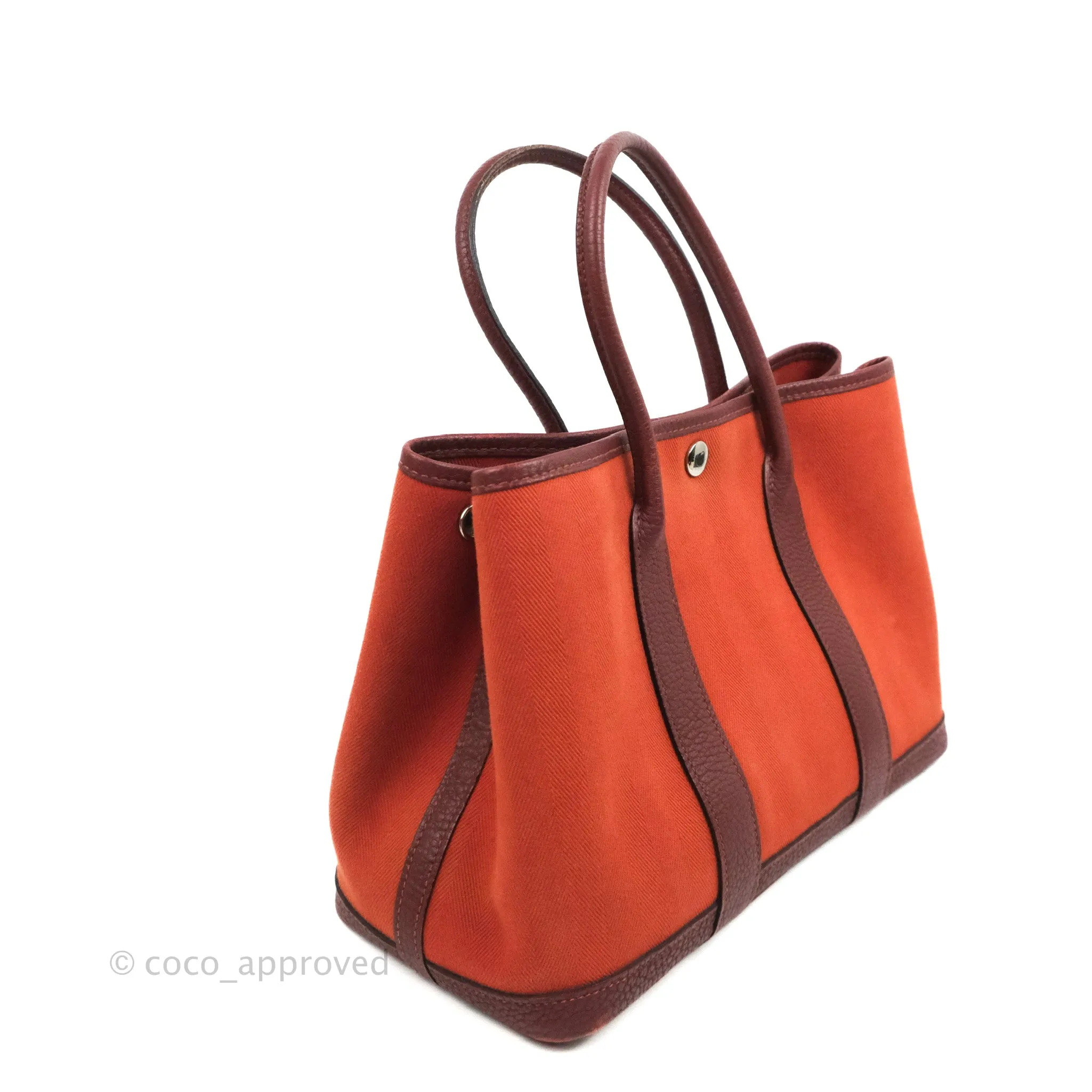Hermes Garden Party 30 Brick/ Burgundy Canvas Negonda