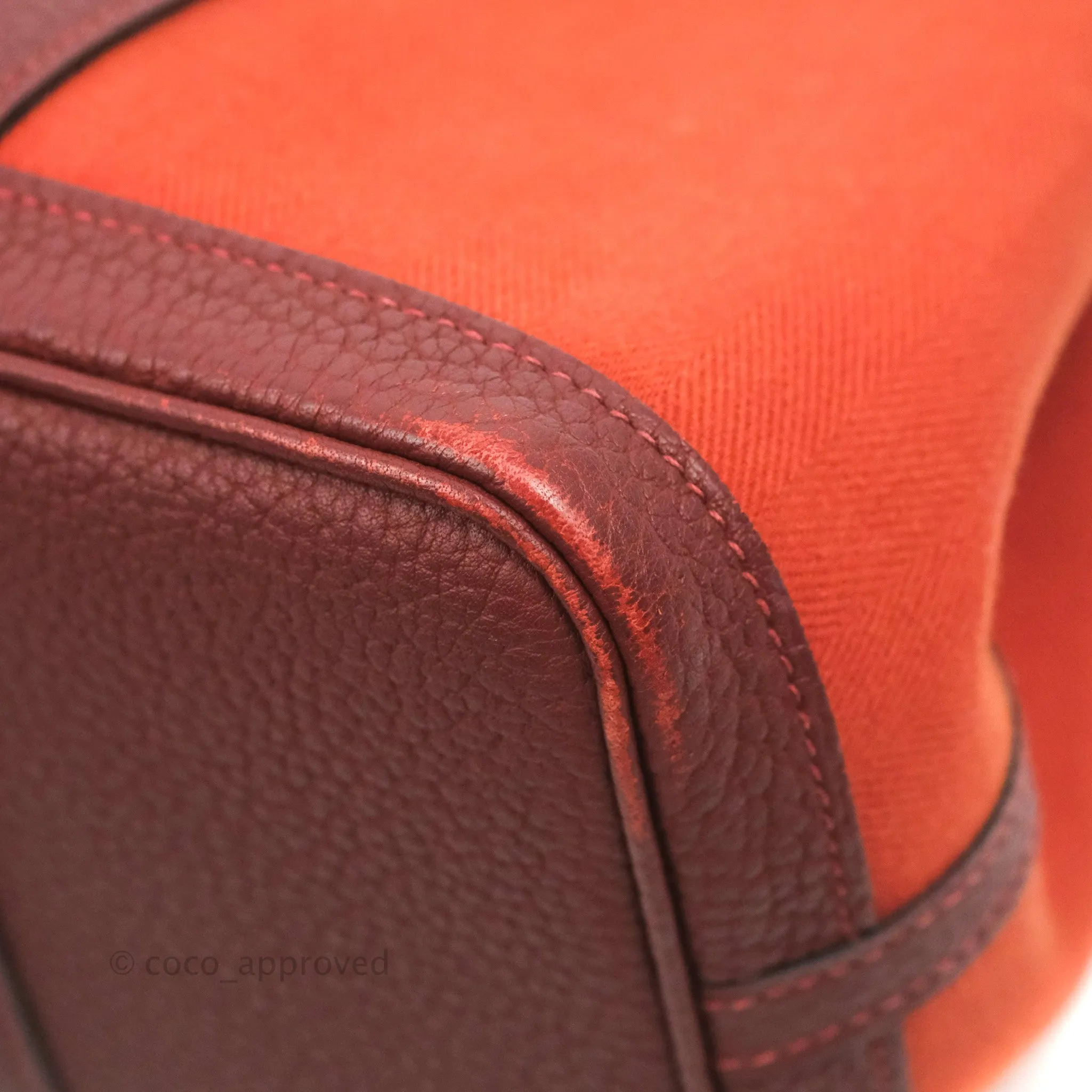 Hermes Garden Party 30 Brick/ Burgundy Canvas Negonda