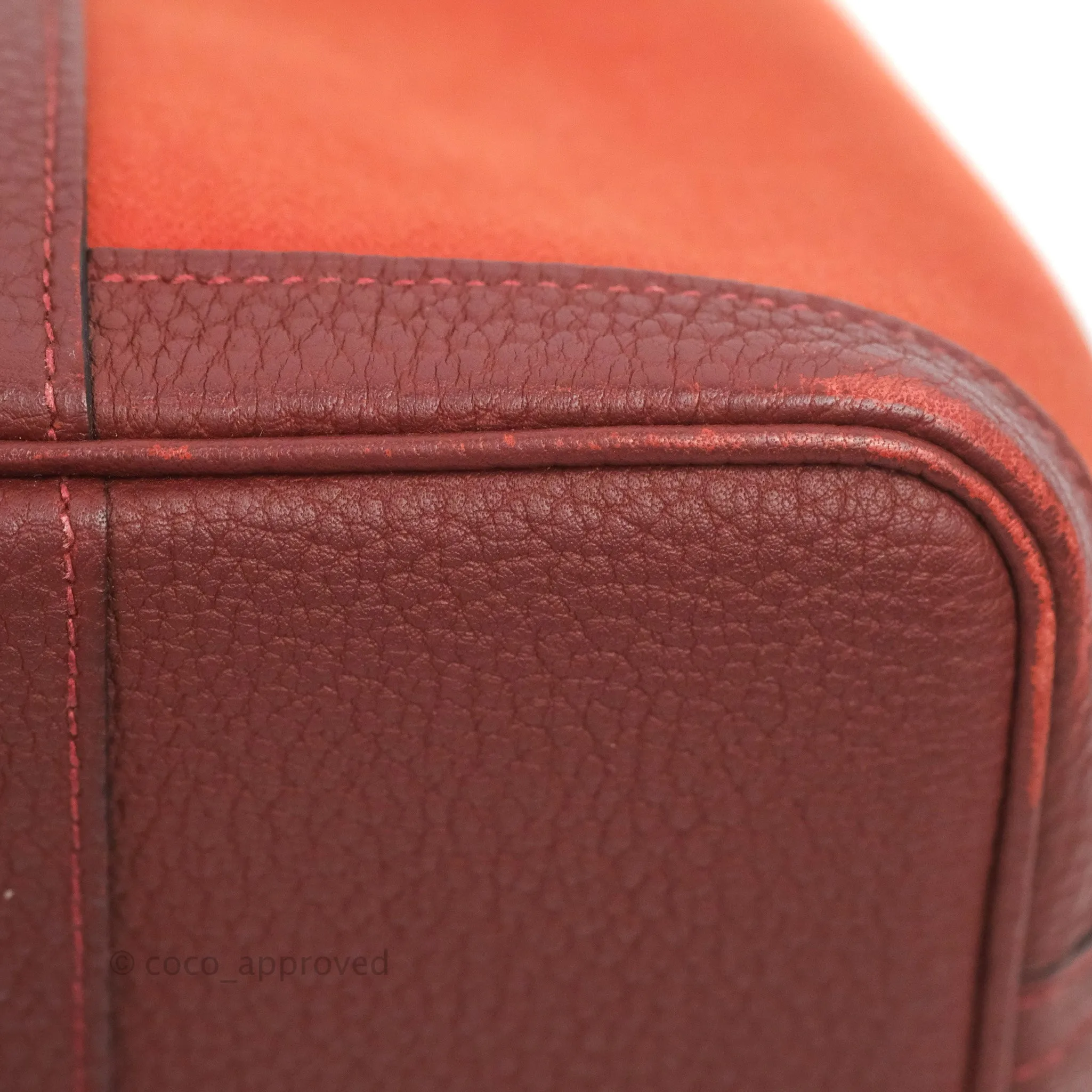 Hermes Garden Party 30 Brick/ Burgundy Canvas Negonda