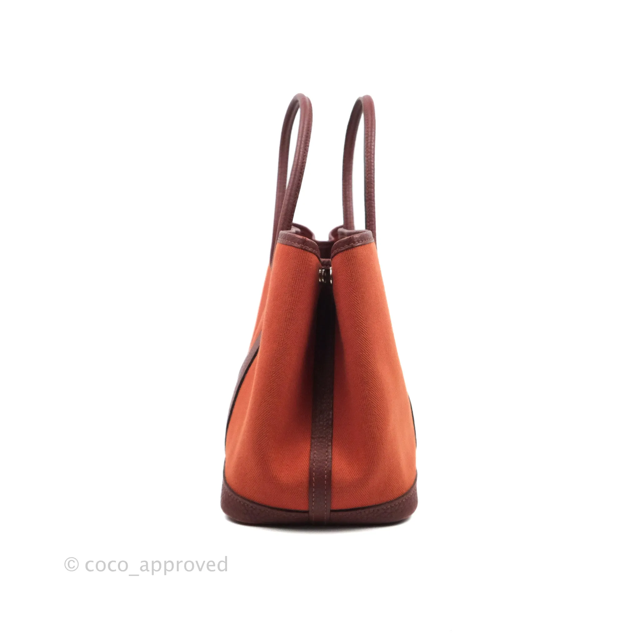 Hermes Garden Party 30 Brick/ Burgundy Canvas Negonda