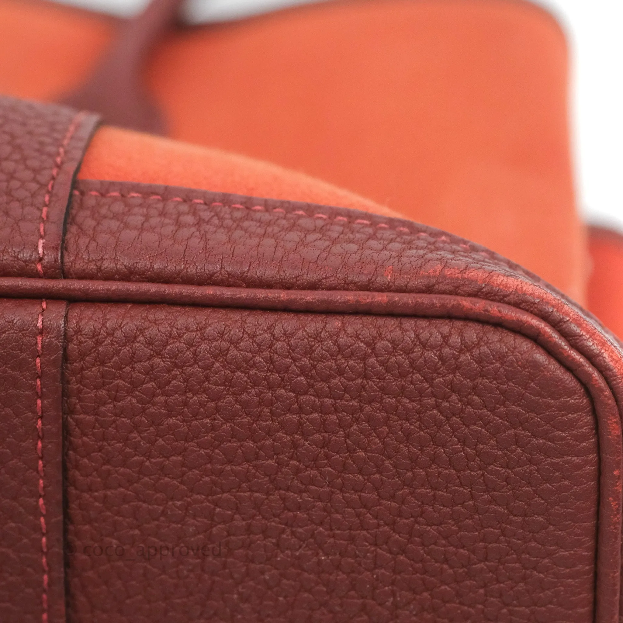 Hermes Garden Party 30 Brick/ Burgundy Canvas Negonda