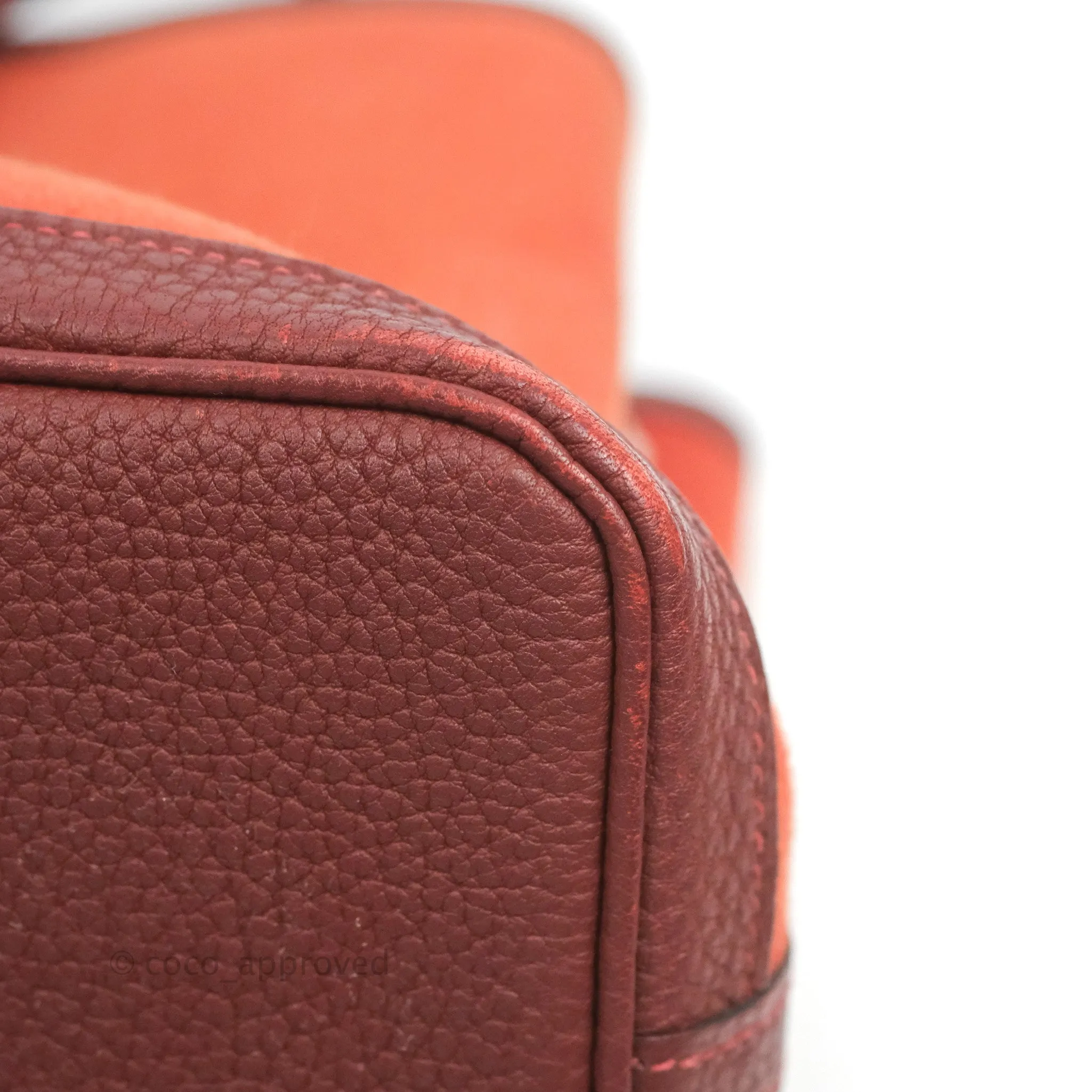 Hermes Garden Party 30 Brick/ Burgundy Canvas Negonda