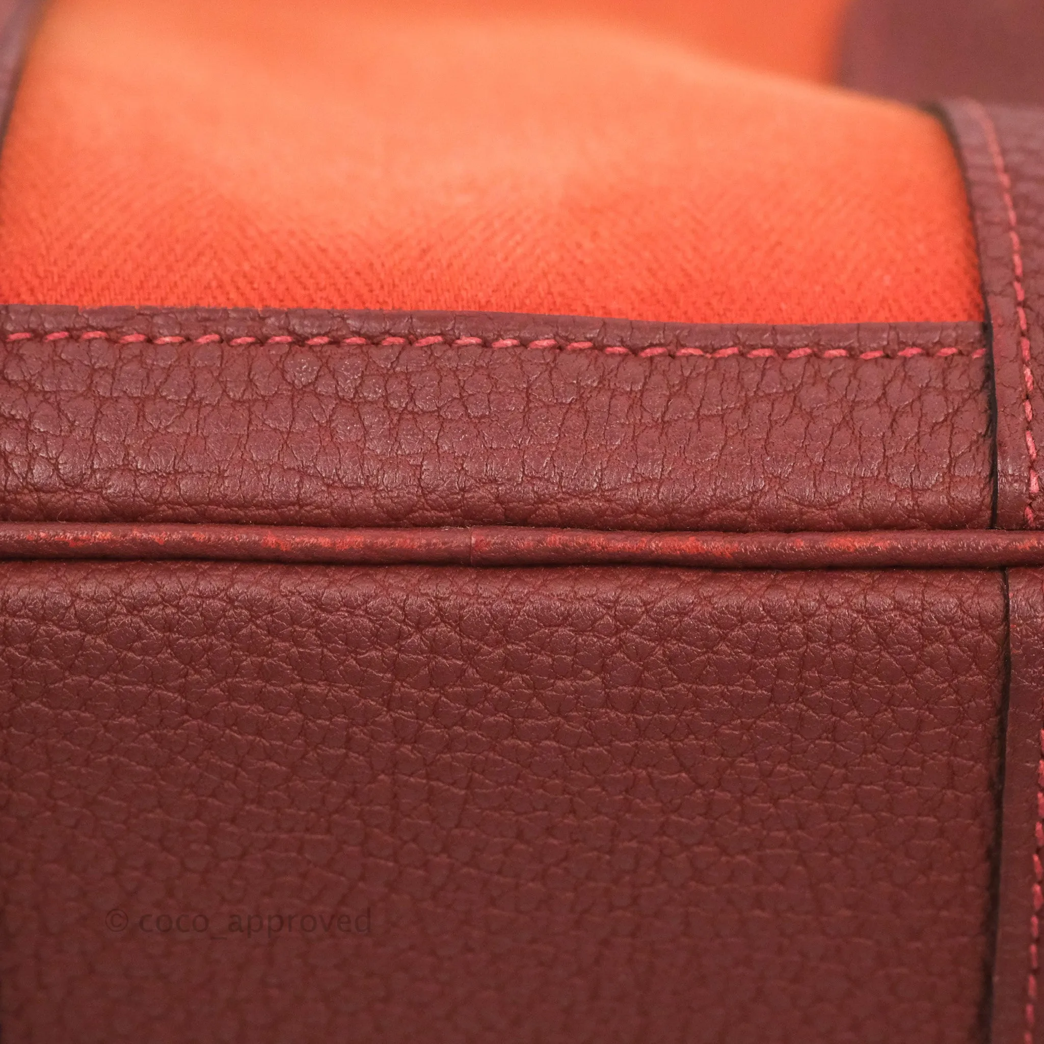 Hermes Garden Party 30 Brick/ Burgundy Canvas Negonda